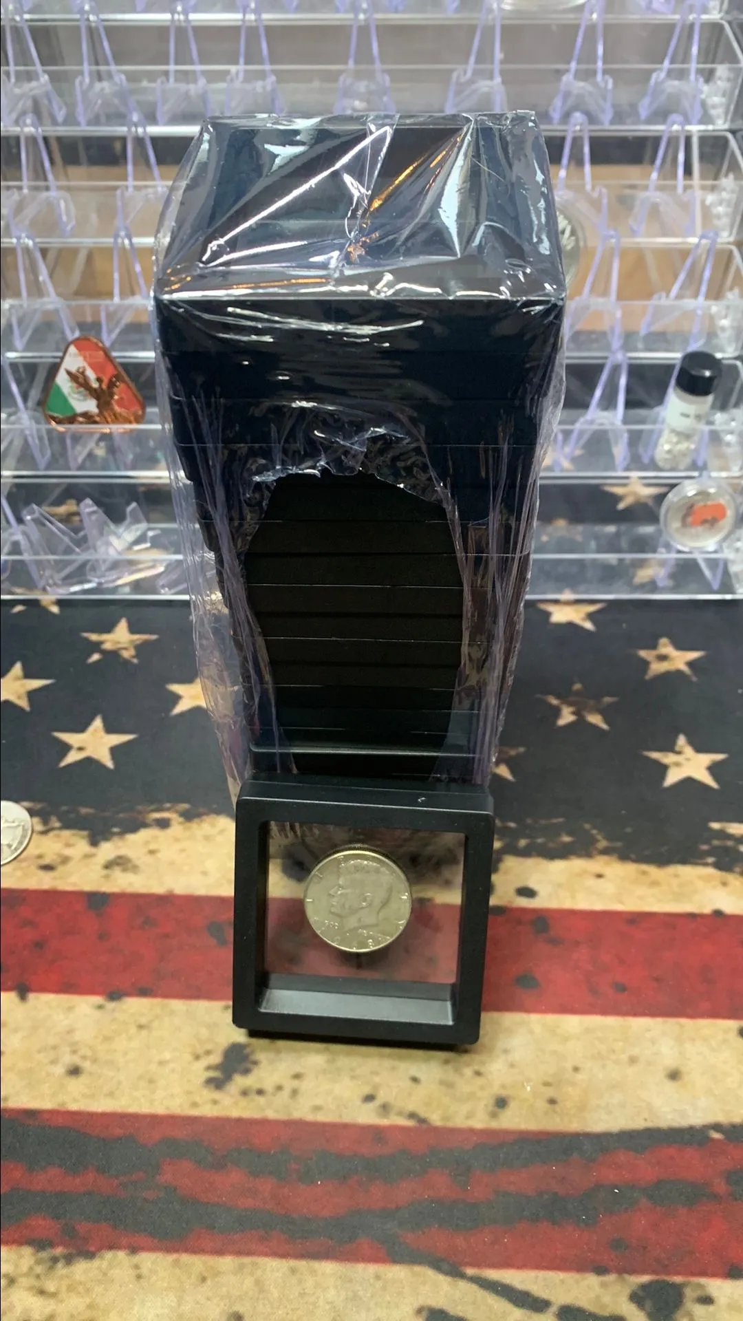 Product image for 10 black 3-d display boxes for coins, jewelry, and nice display items
