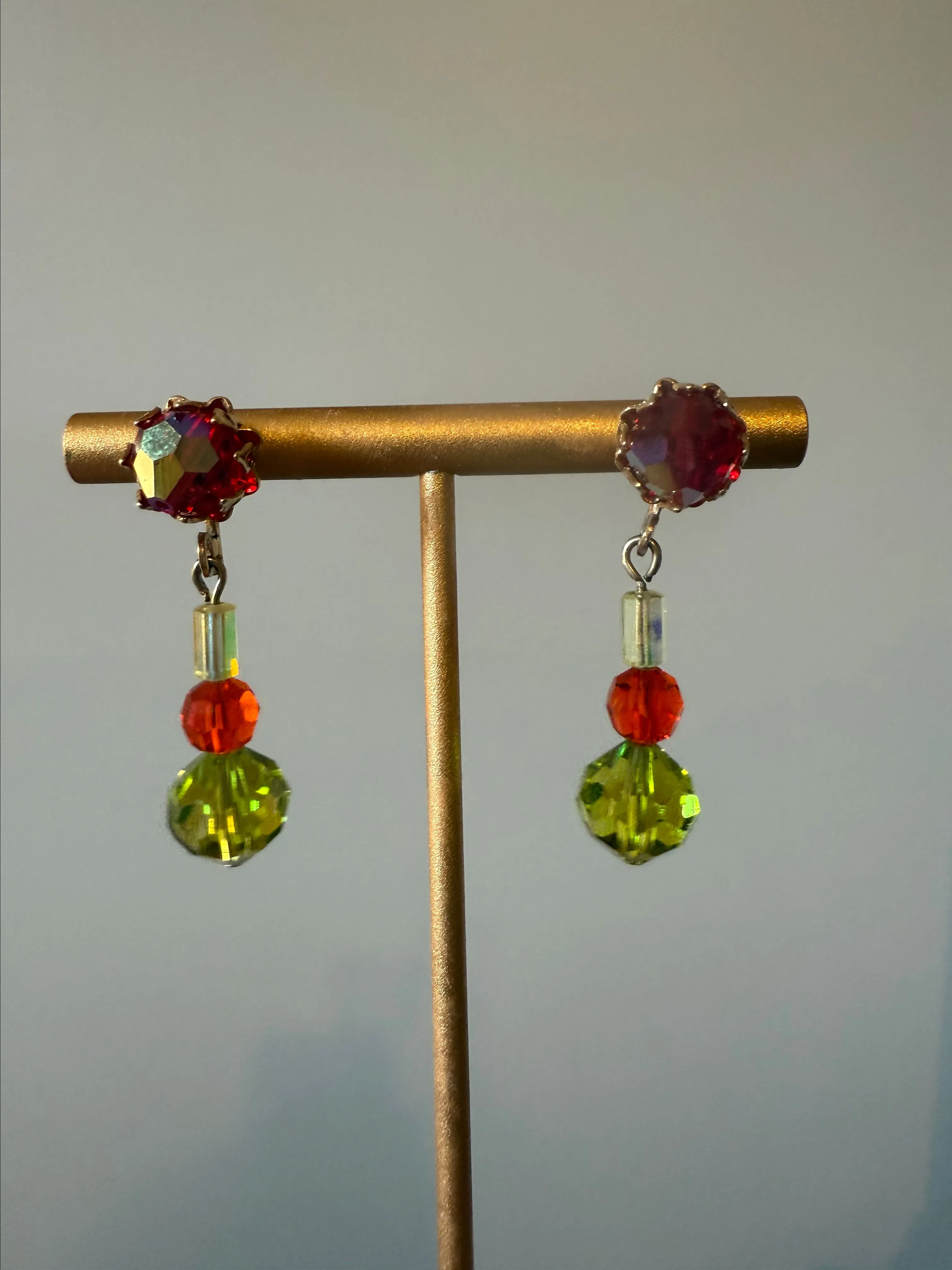 Product image for 6 Vintage Multi-color Glass Drop Earrings