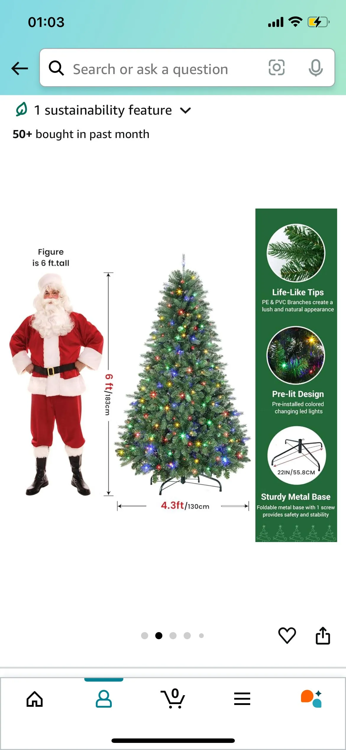 Product image for SHareconn 6FT Pre-Lit Artificial Christmas Tree