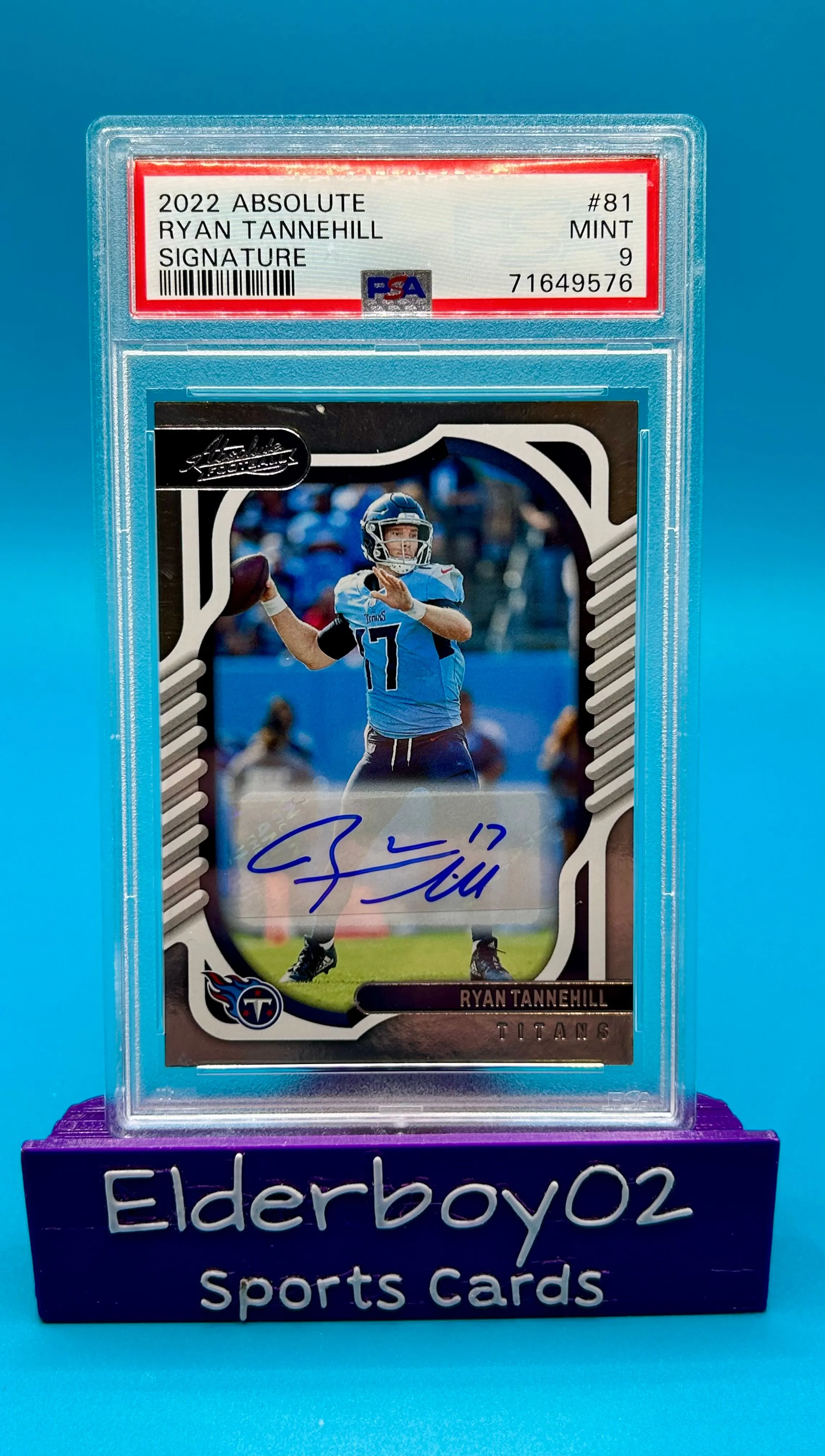 Product image for Ryan Tannehill Auto PSA 9 Slab Signature 2022 Panini Absolute Tennessee Titans Miami Dolphins