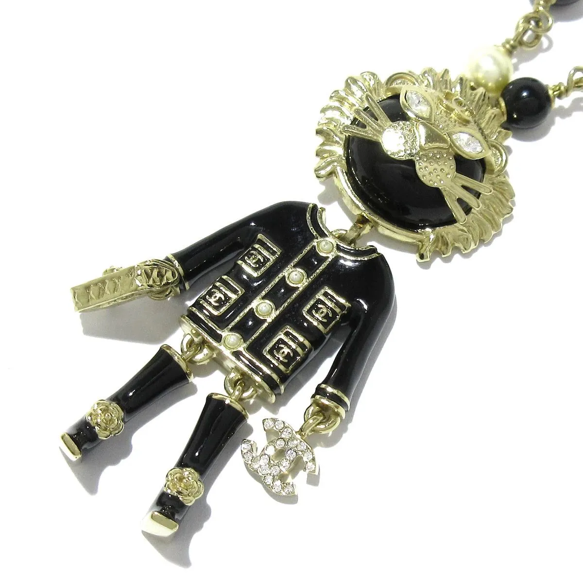 Product image for PRE-OWNED CC Gold Black Cream Hardware Necklace