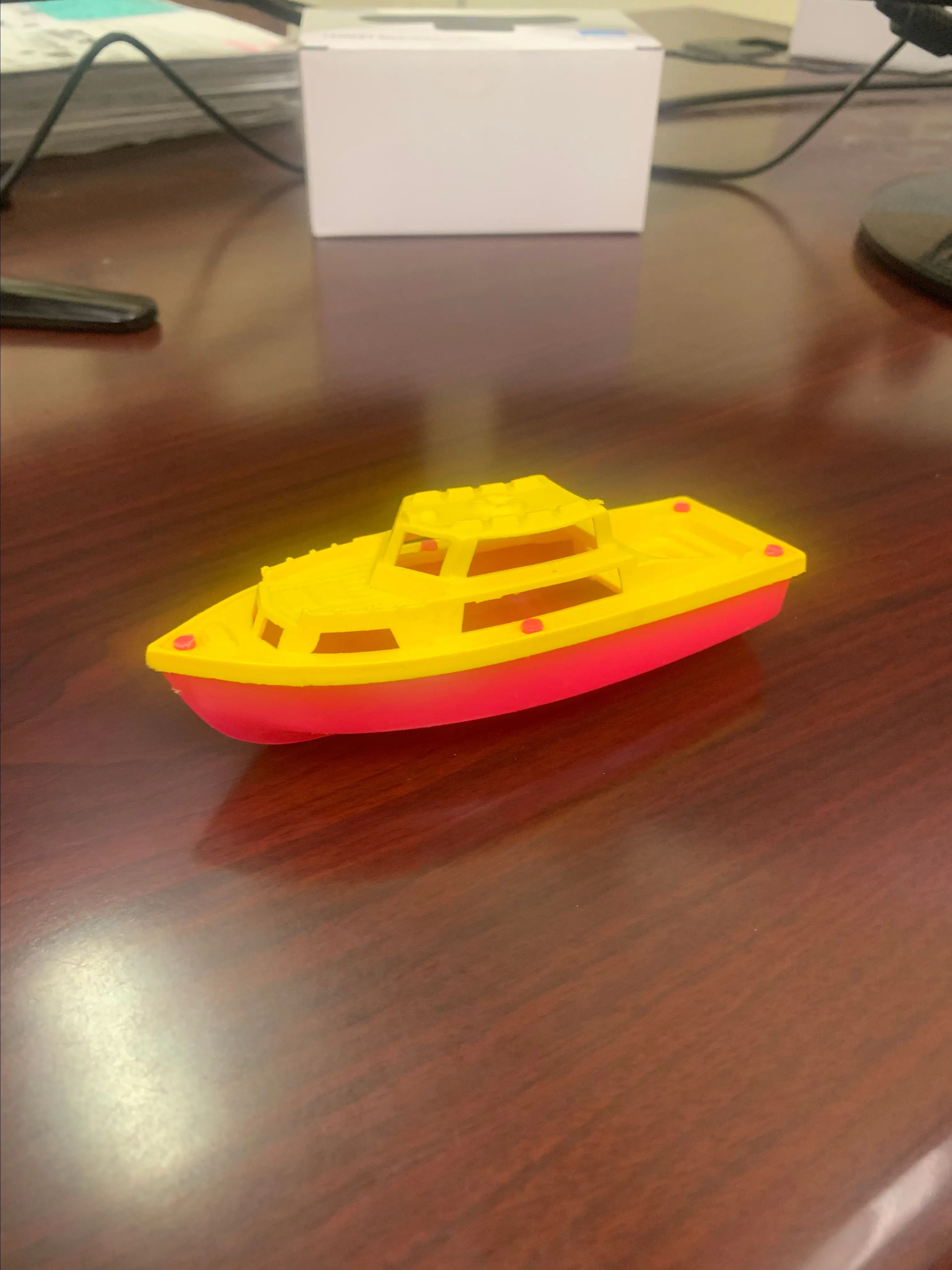 Product image for Vintage 1970 Thomas Toy 7-1/2” Hard Plastic Yellow/Red Tug Boat