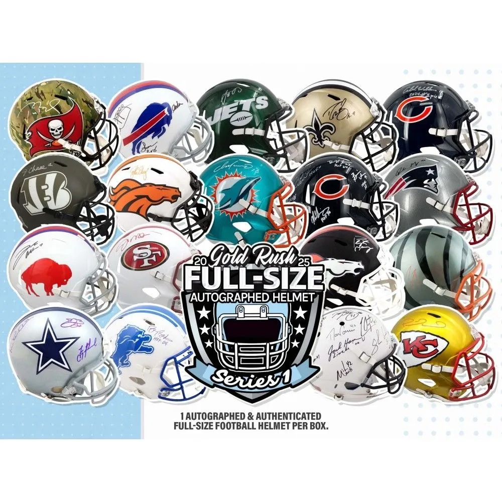 Product image for Gold Rush Autographed Full Size Football Helmet 2025 (Series 1)
