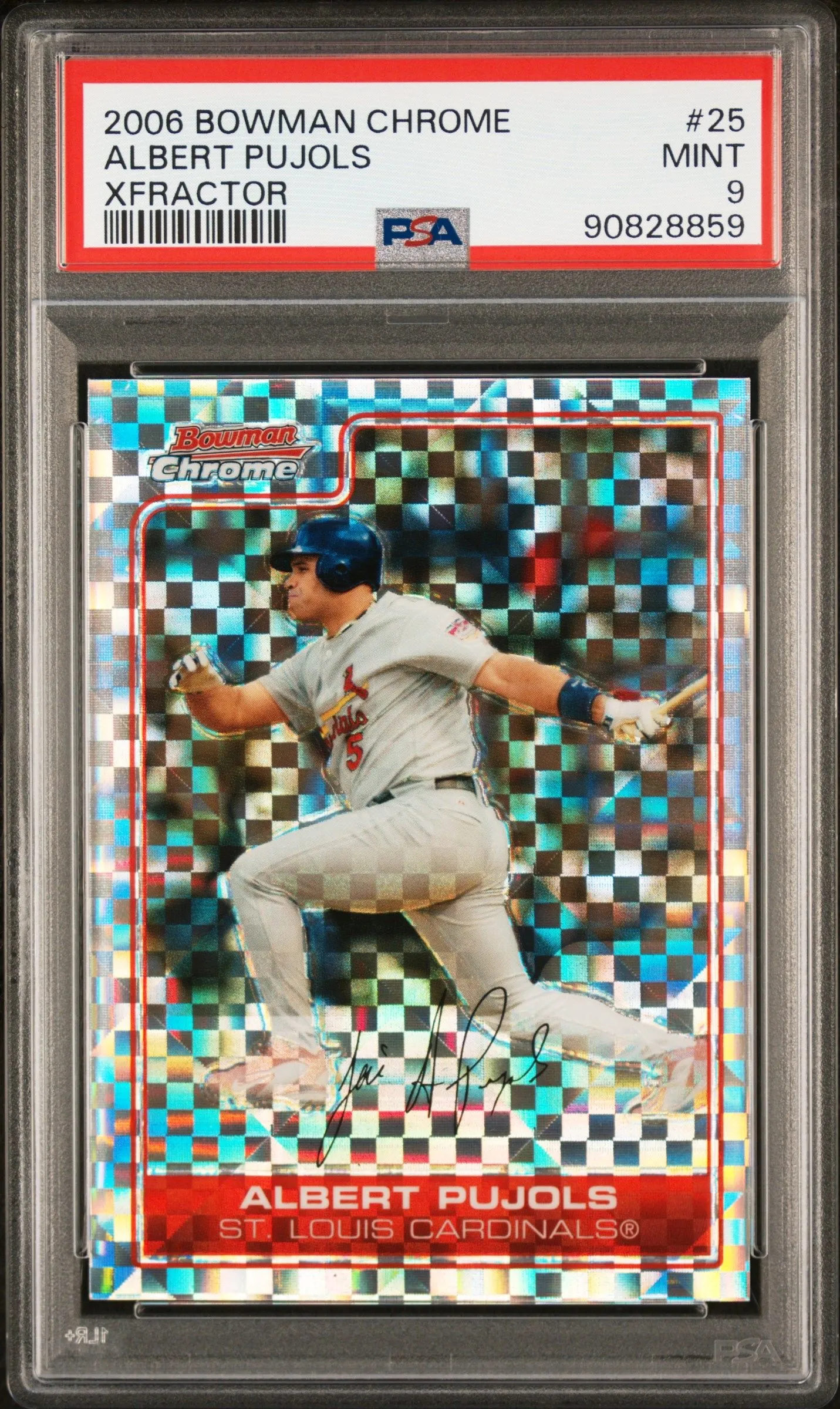 Product image for 2006 Bowman Chrome Albert Pujols 25 Xfractor PSA MINT 9