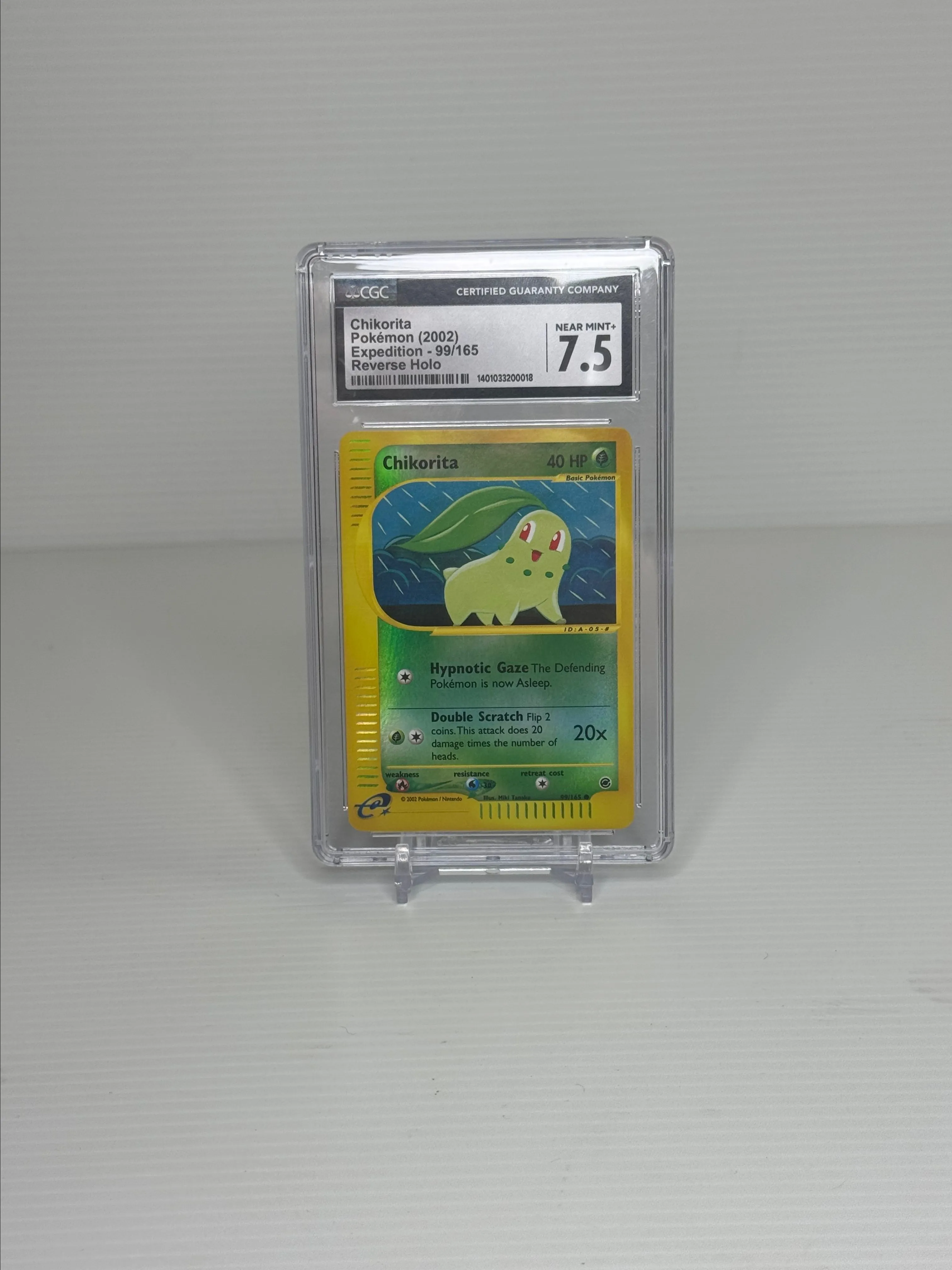 Product image for CGC 7.5 Chikorita Expedition Reverse Holo 99/165