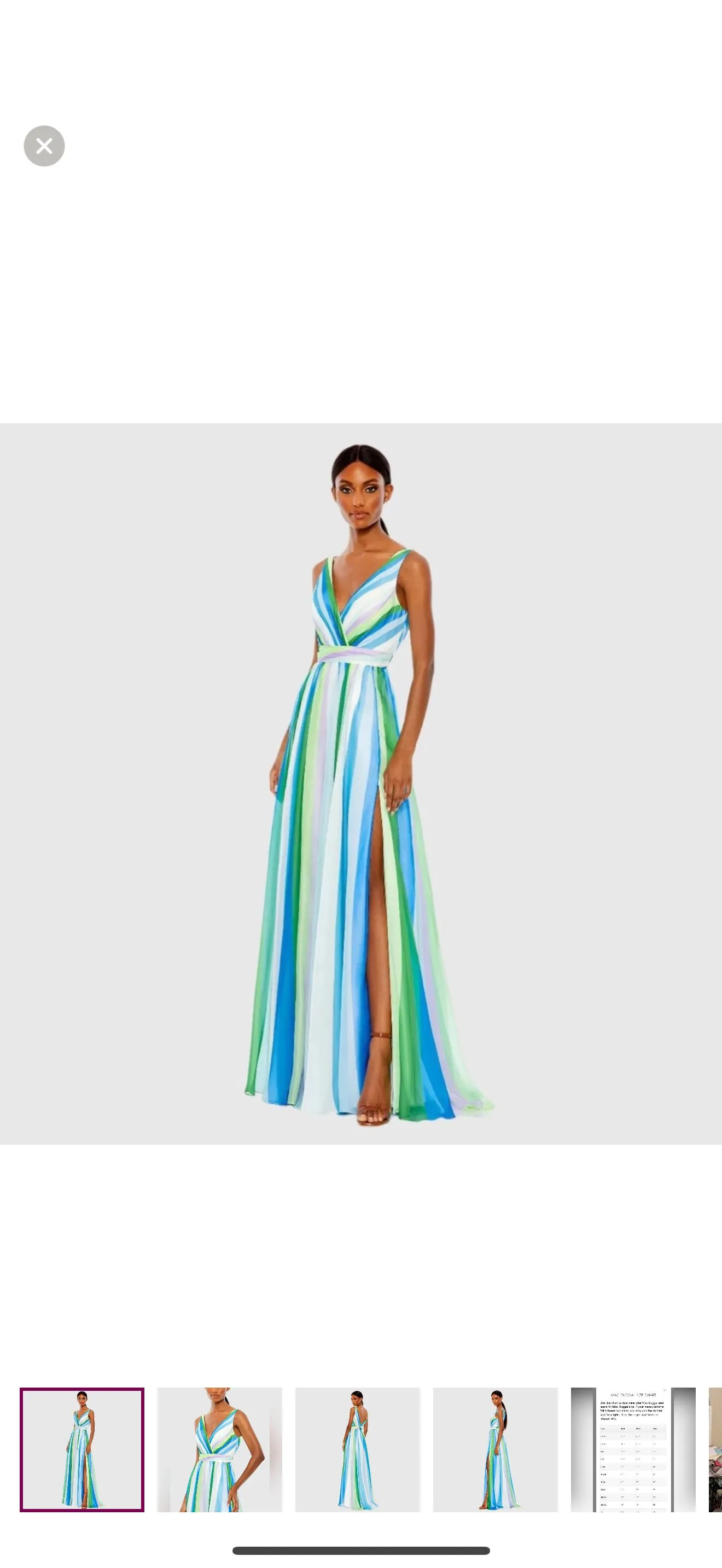 Product image for Mac DUGGAL STRIPED MULTI color blue SLEEVELESS GOWN size2 & 6 brand new