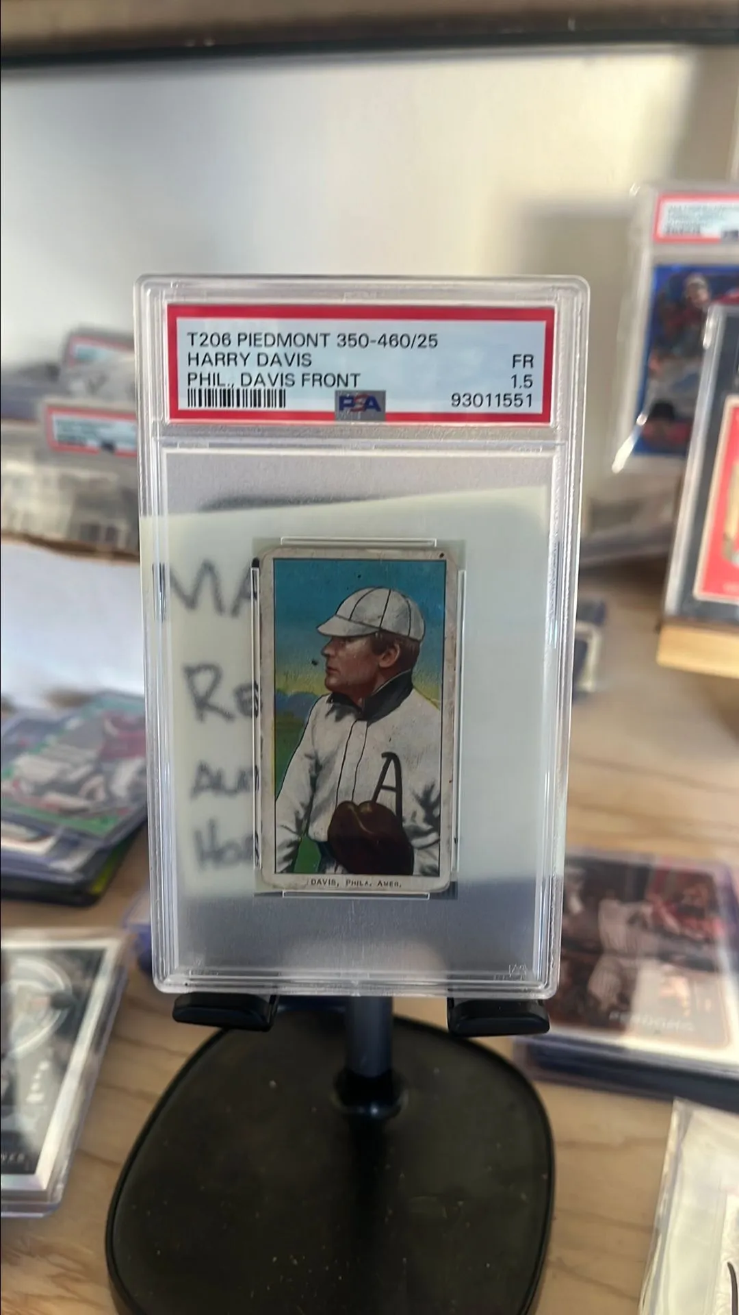 Product image for 1909-11 T206 Piedmont 350-460/25 Harry Davis  Phil., Davis Front PSA FR 1.5