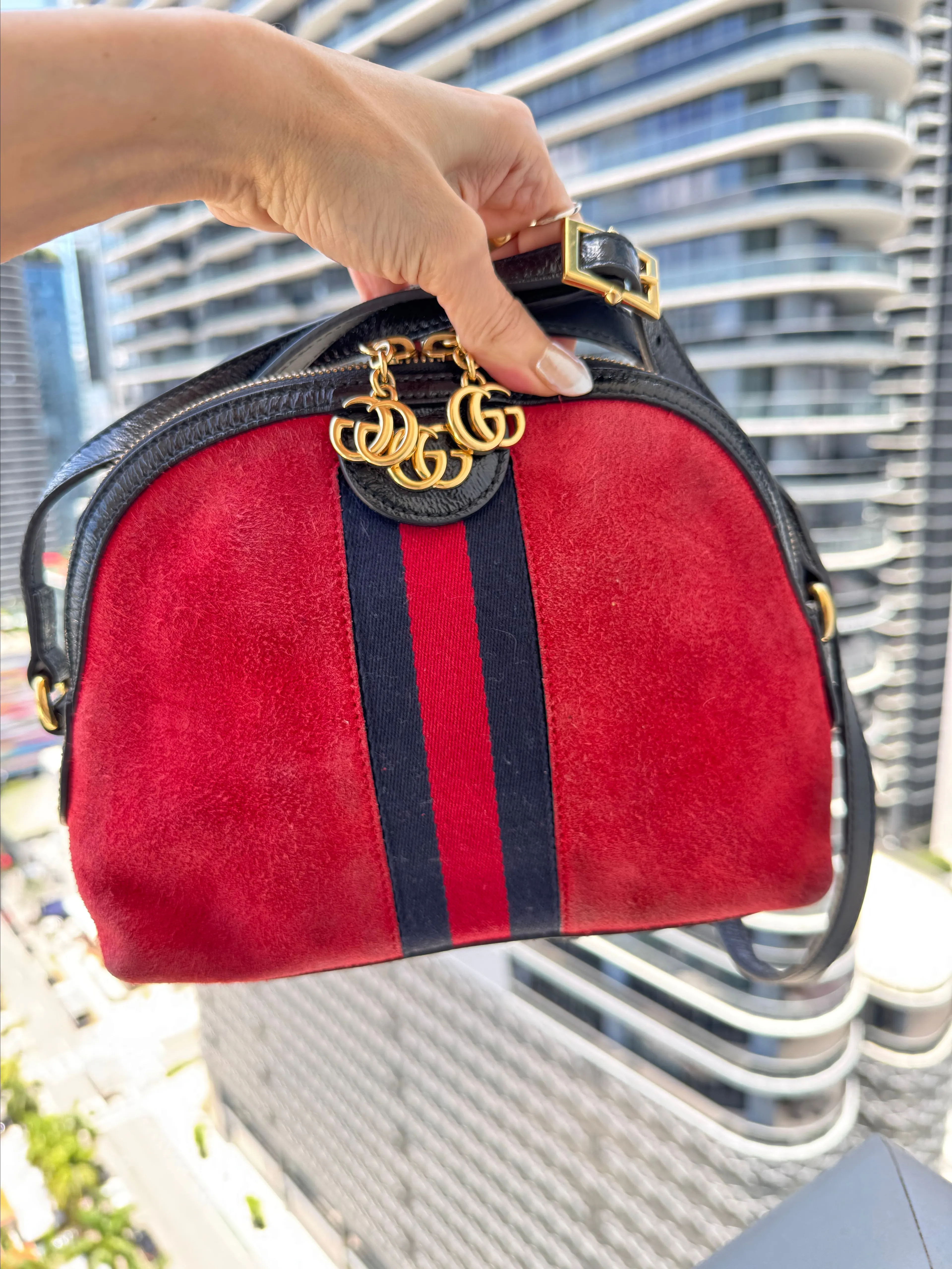 Product image for 1. Gucci Ophidia Red Suede Crossbody Bag