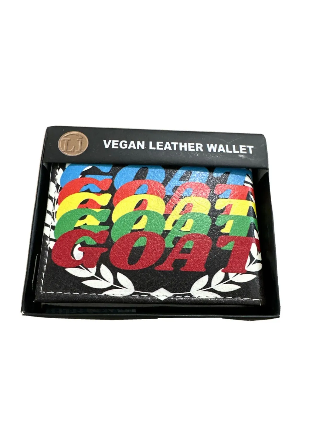 Product image for Goat Print Bi-Fold Vegan Leather Men's Giftbox New