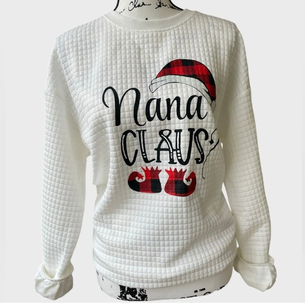Product image for Nana Claus Waffle Sweatshirt Womens Small NEW