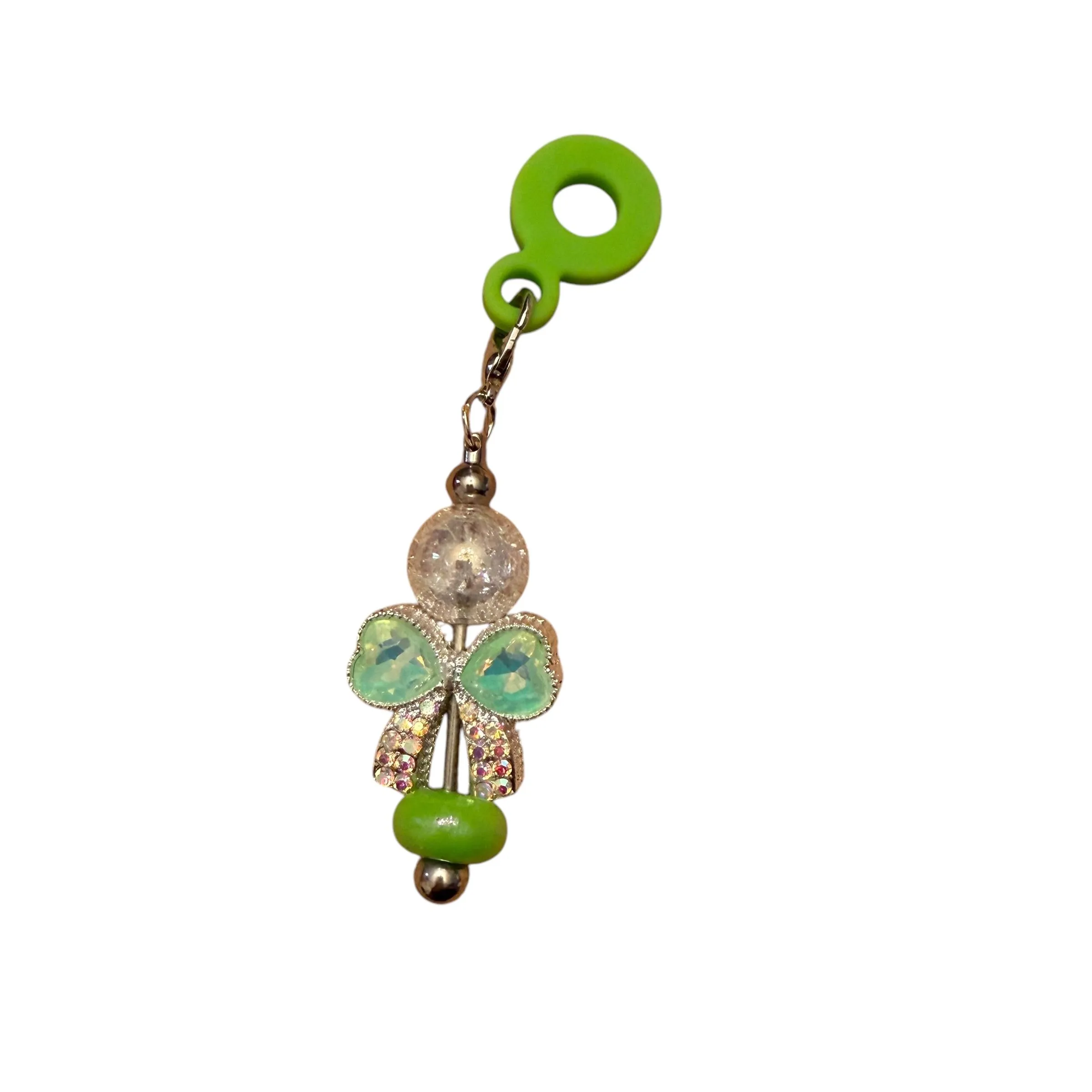 Product image for BIN: Green Rhinestone Bow Straw Charm