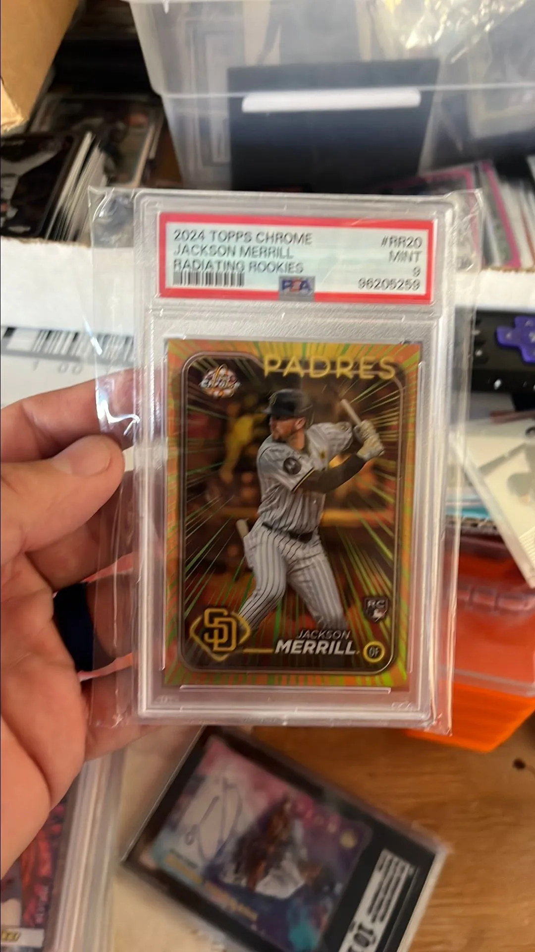 Product image for 2024 Topps Chrome Radiating Rookies Jackson Merrill RR20  PSA MINT 9