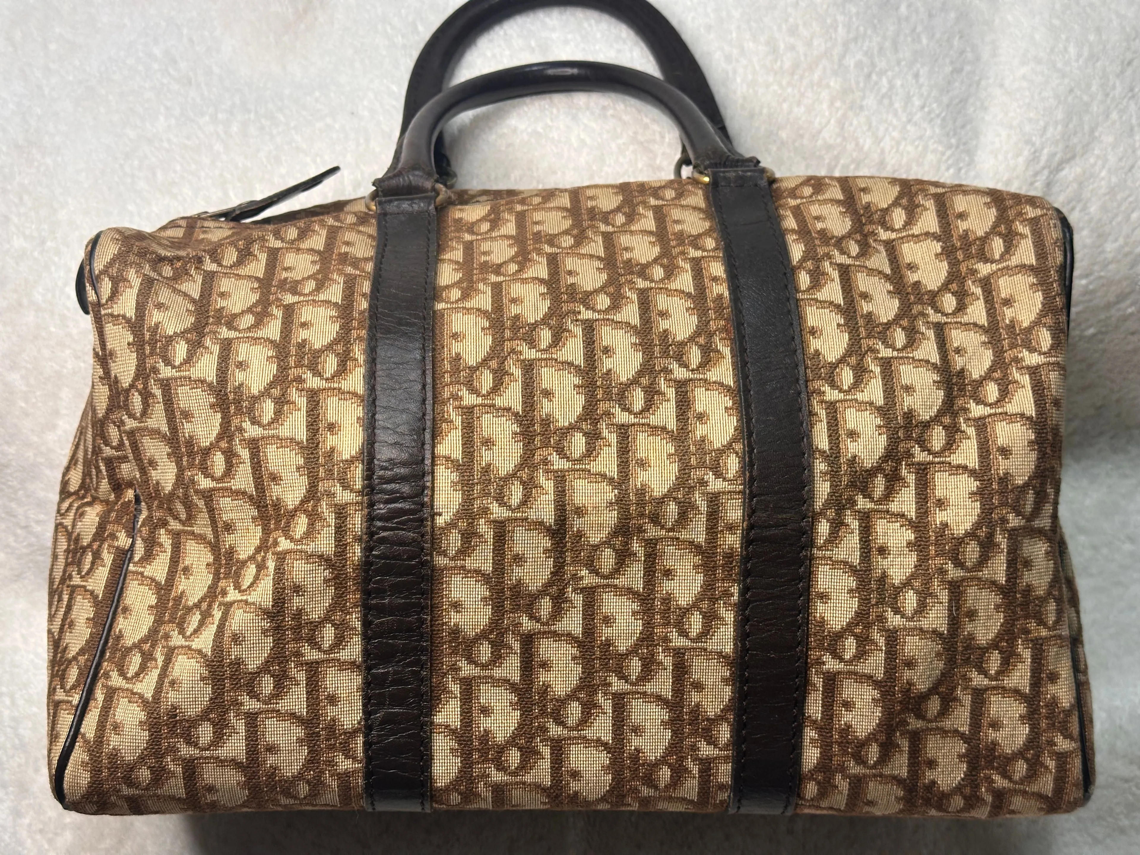 Product image for Authentic Vintage CHRISTIAN DIOR Brown Trotter Jacquard Boston Bag
