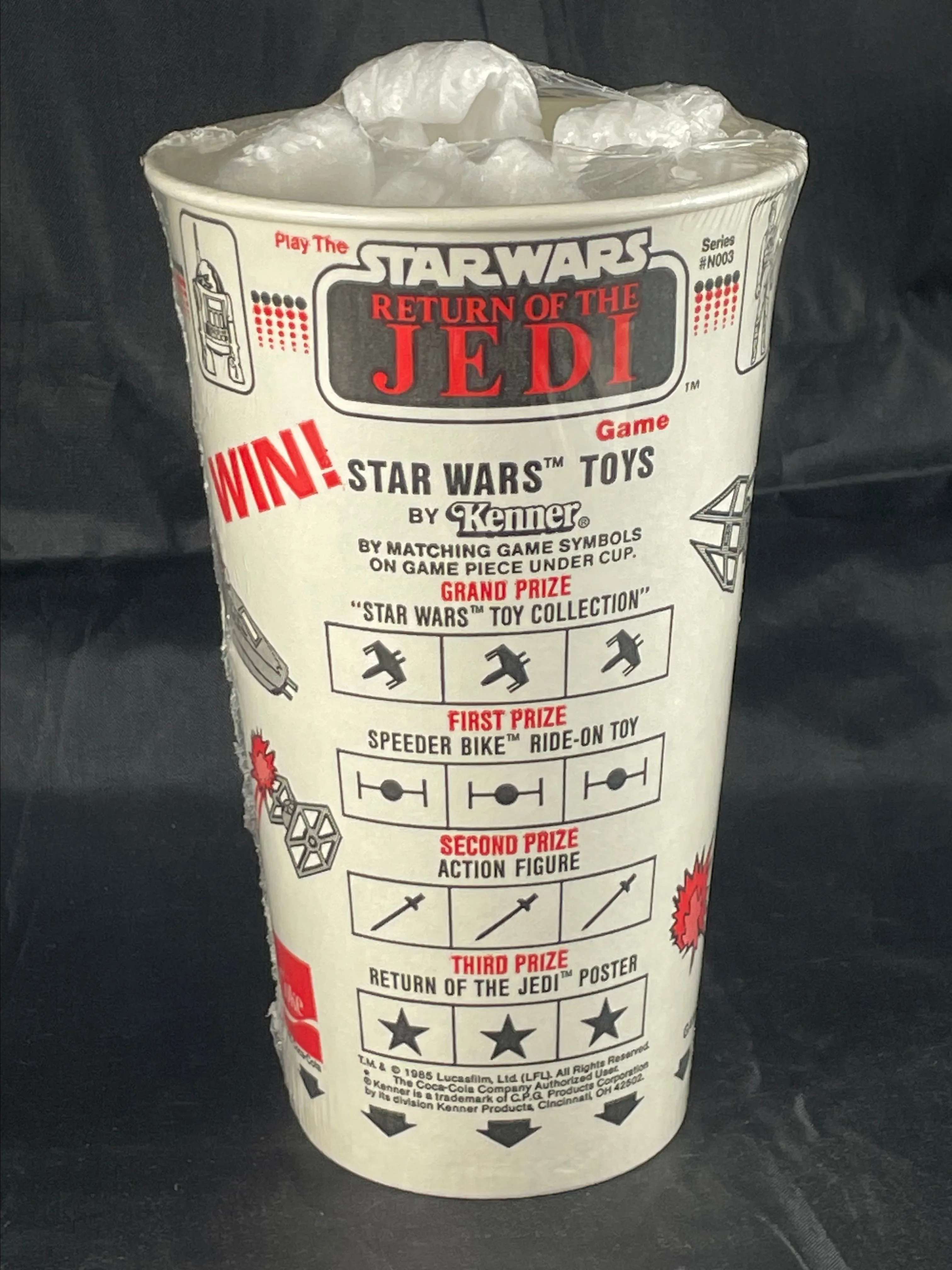 Product image for 1985 Star Wars Coca-Cola Kenner Last 17 Action Figure Paper Cup NOS