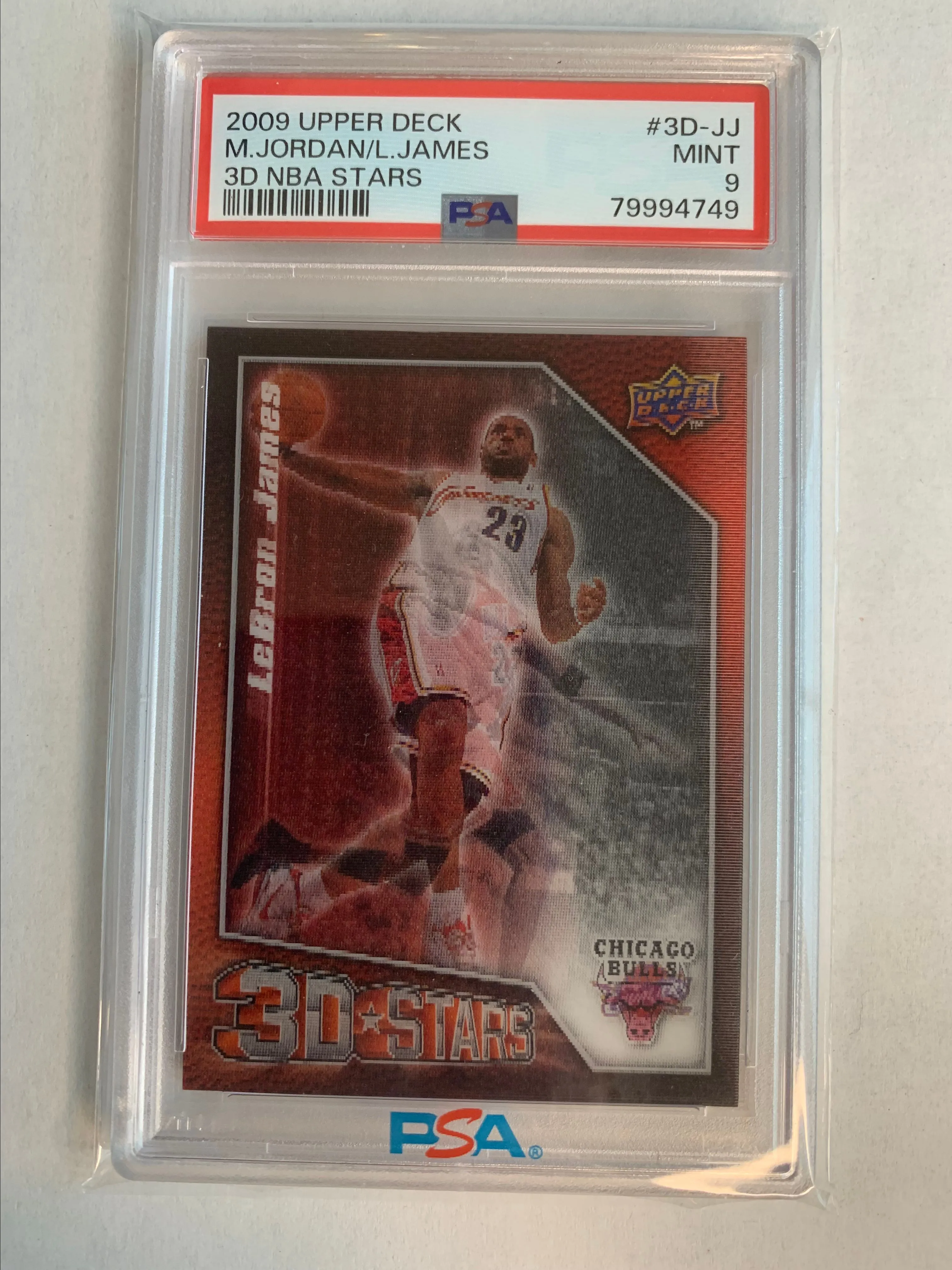 Product image for 2009 Upper Deck 3D Nba Stars M.Jordan/L.James 3D-JJ 3D Nba Stars PSA MINT 9