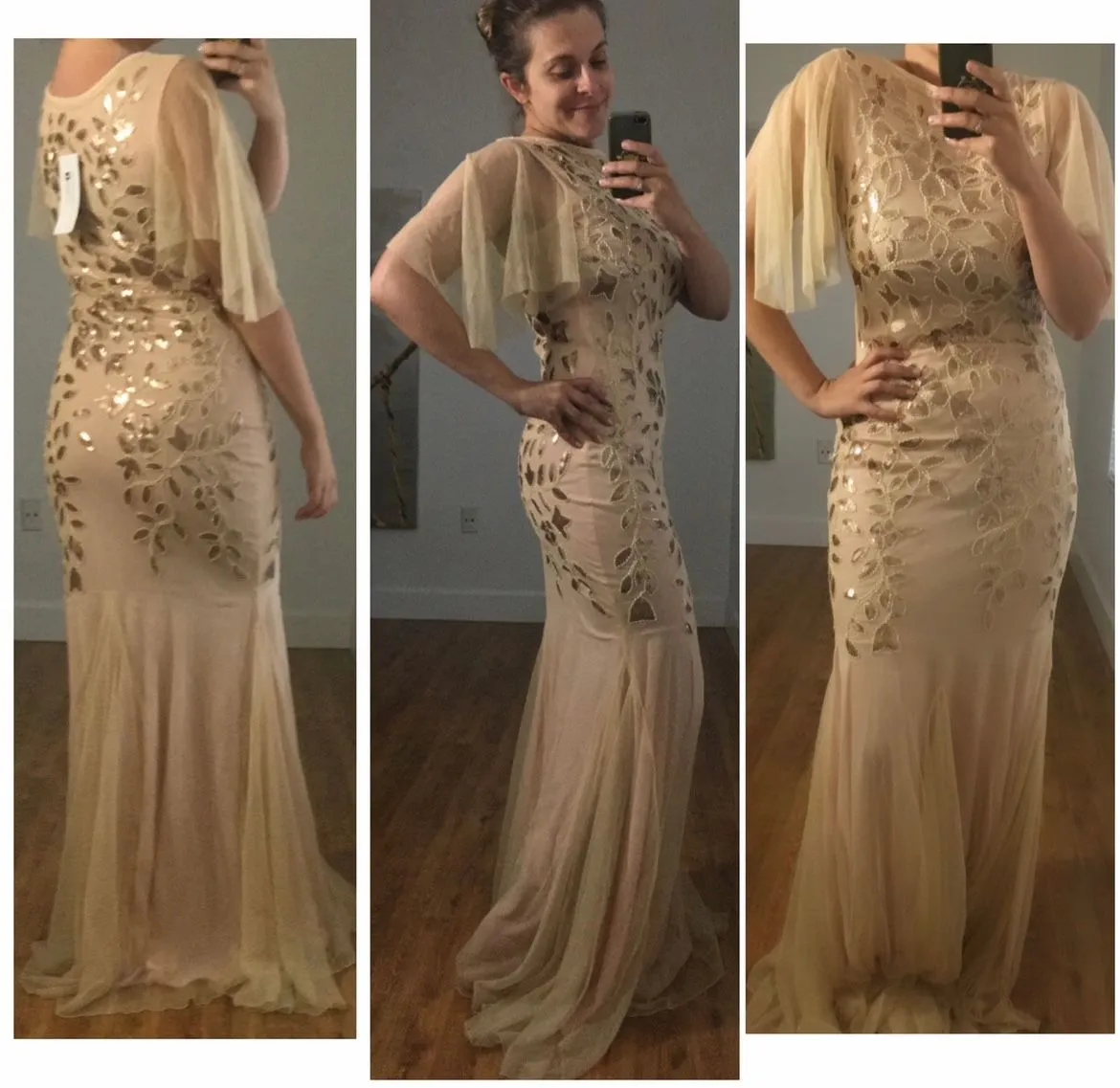 Product image for Guaze Gold Shoulder Fringe Duster Dress
