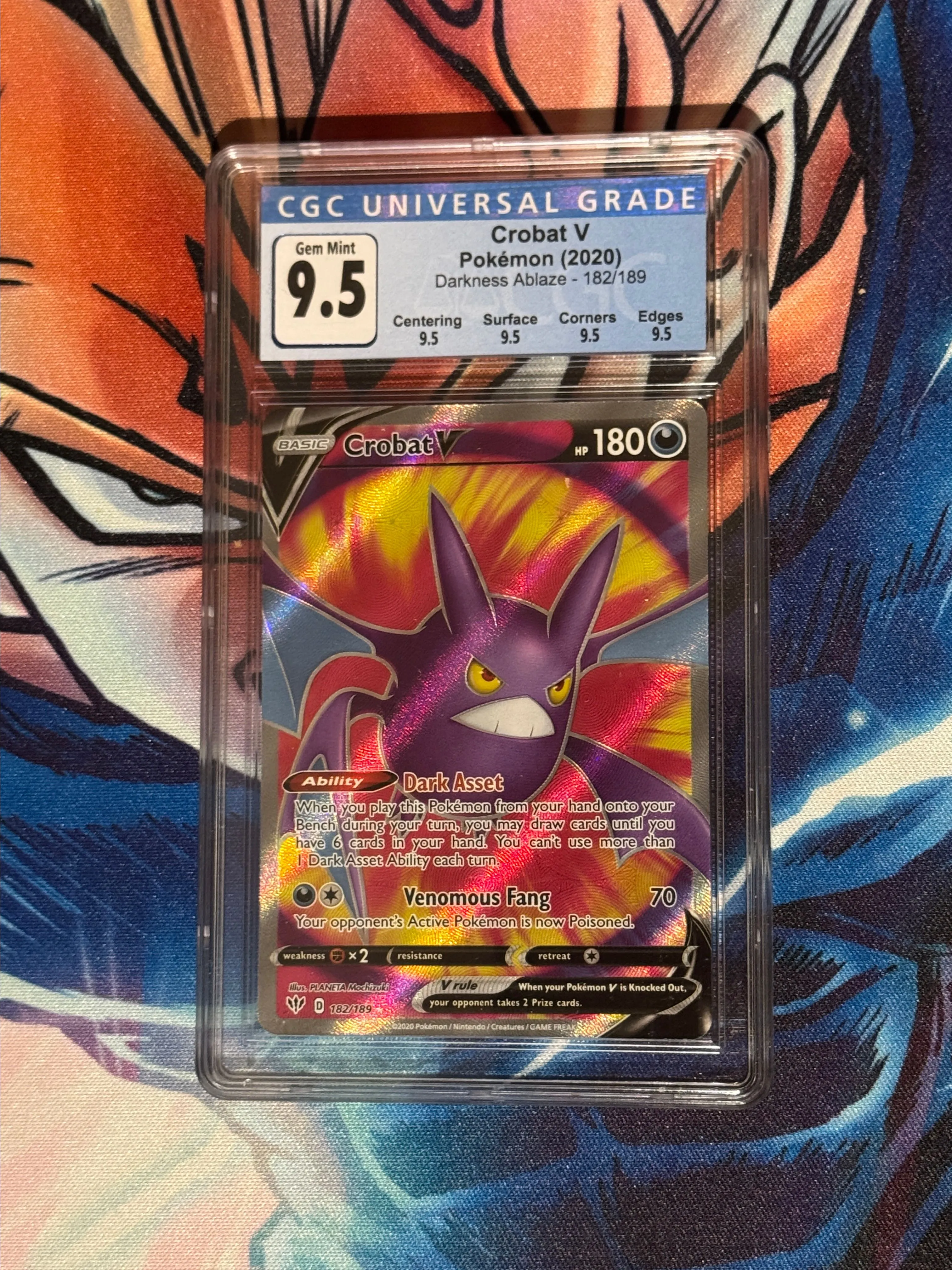 Product image for CGC 9.5 GEM MINT Crobat V 182/189 Darkness Ablaze FA Ultra Rare Holo Pokémon