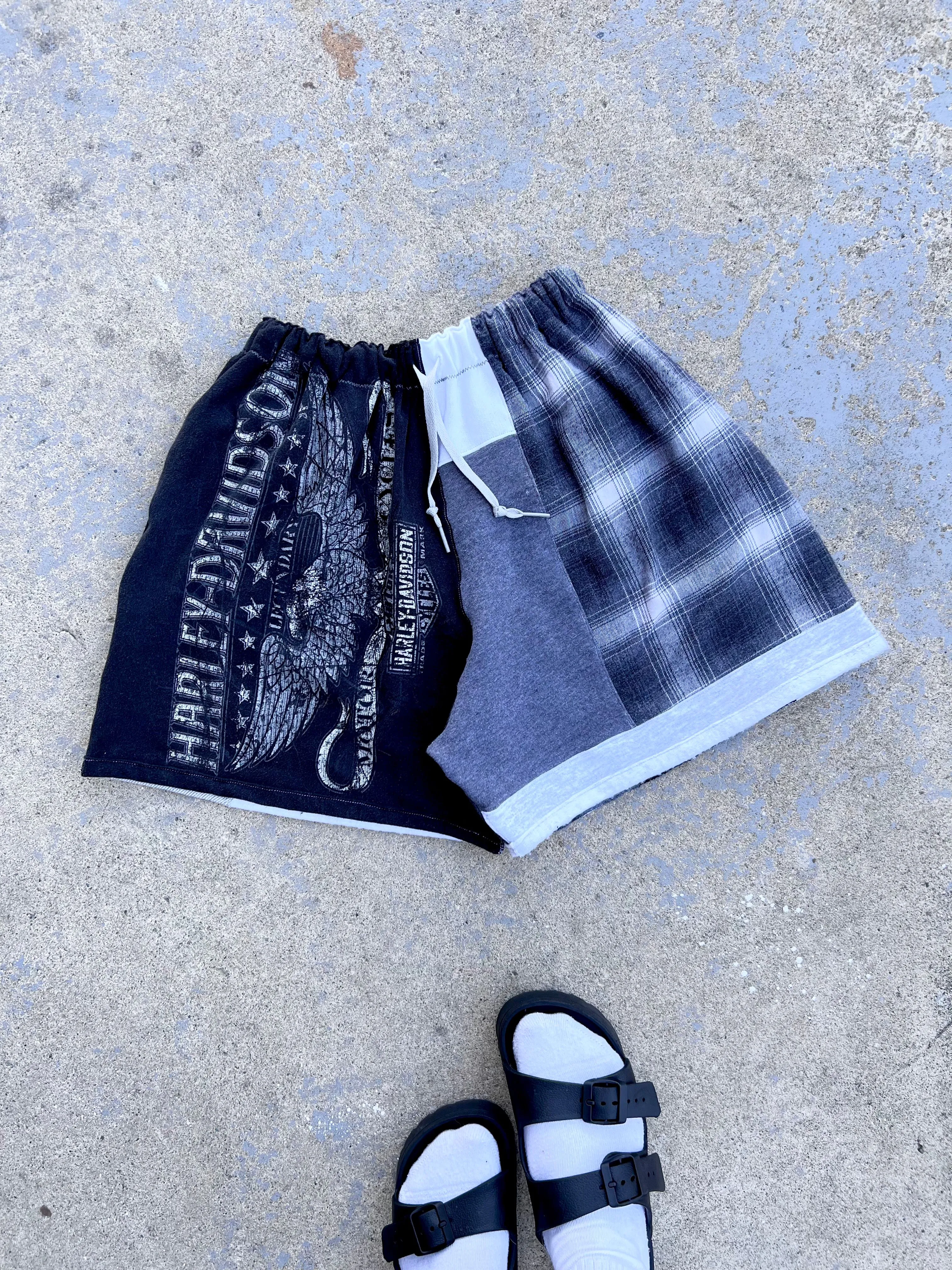 Product image for Reworked Patchwork Harley Shorts