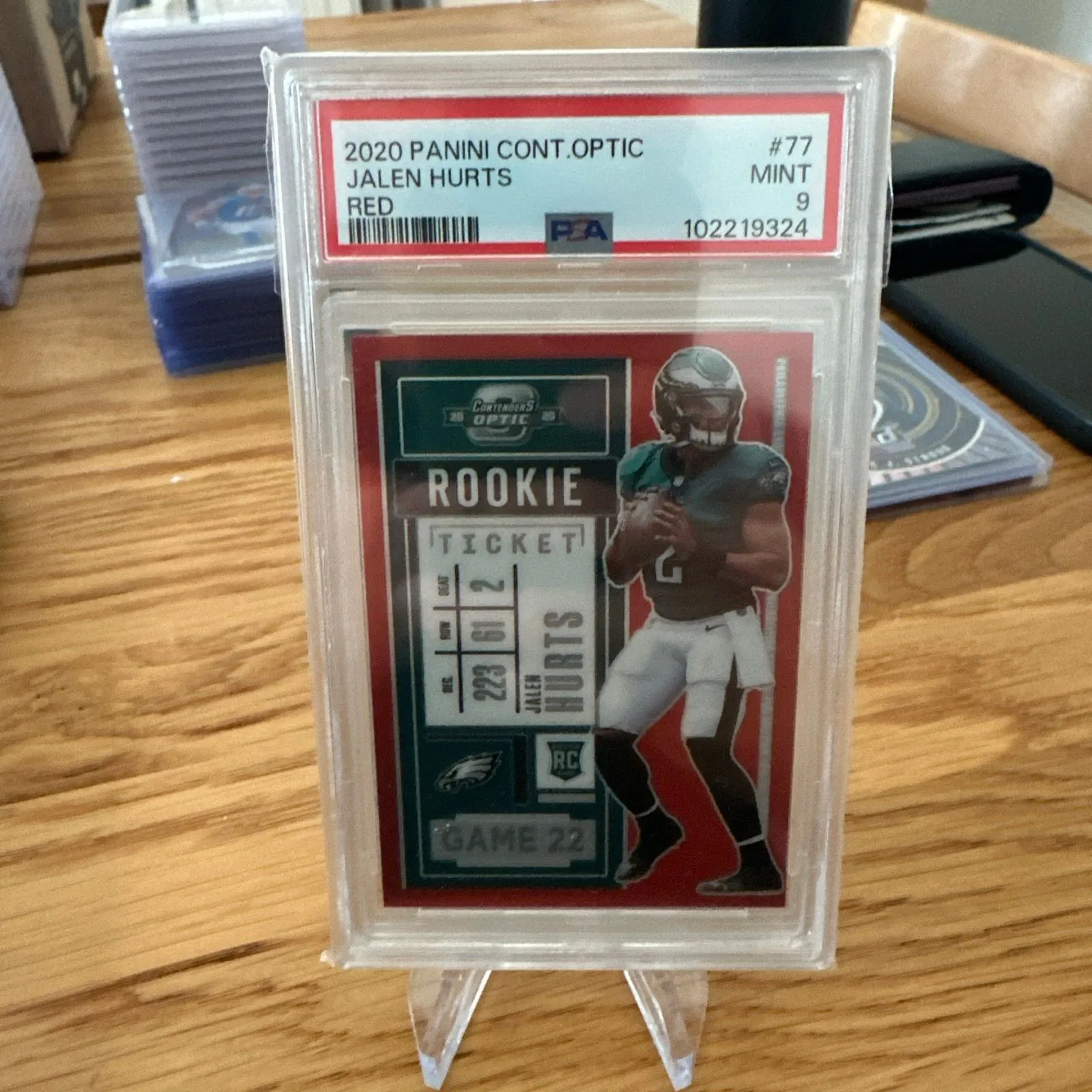 Product image for Jalen Hurts 2020 Contenders Optic Red /125 PSA 9