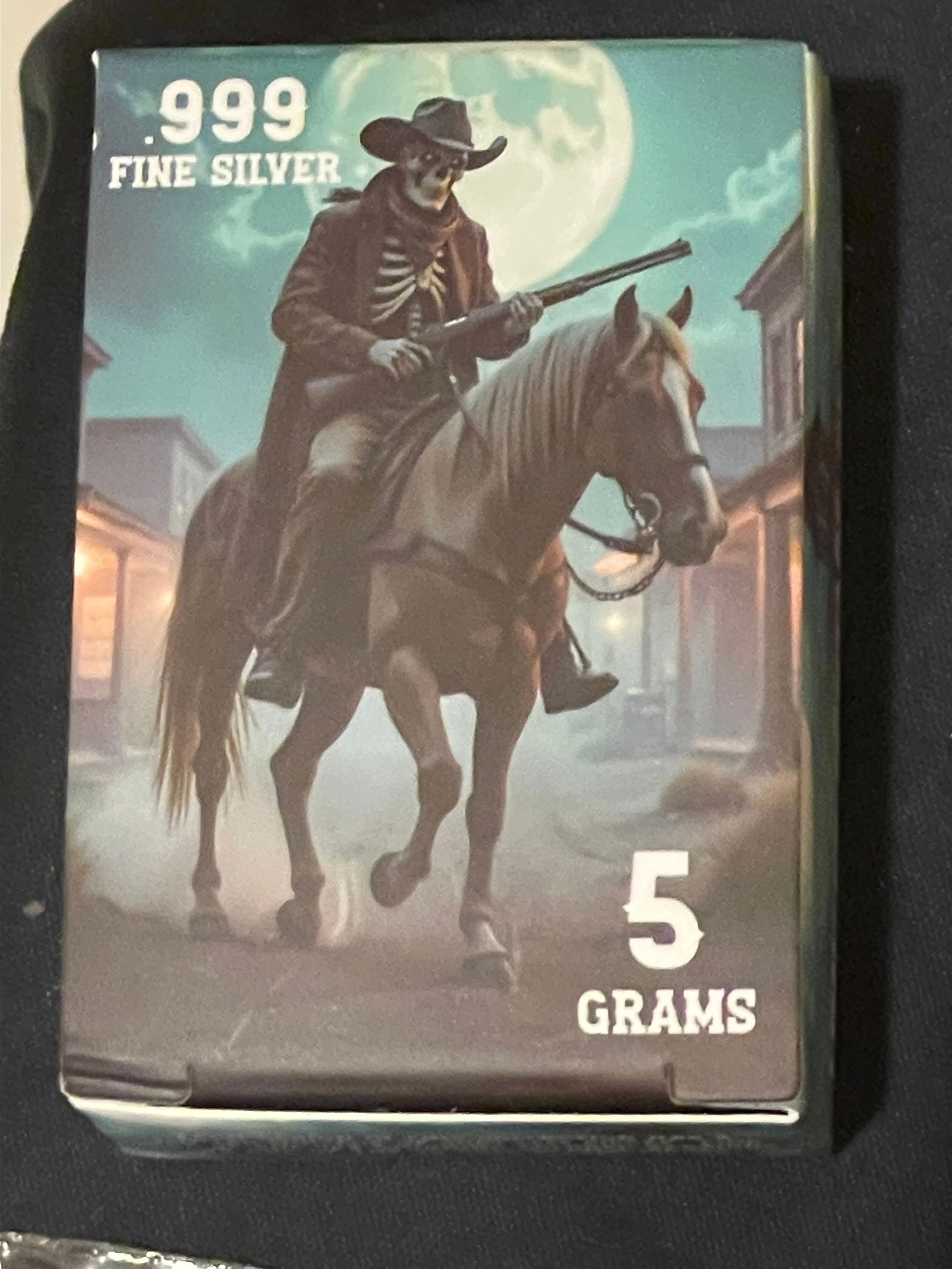 Product image for 5 Gram Pan Silver Skeleton Cowboy, Colorized, .999 Fine Silvet