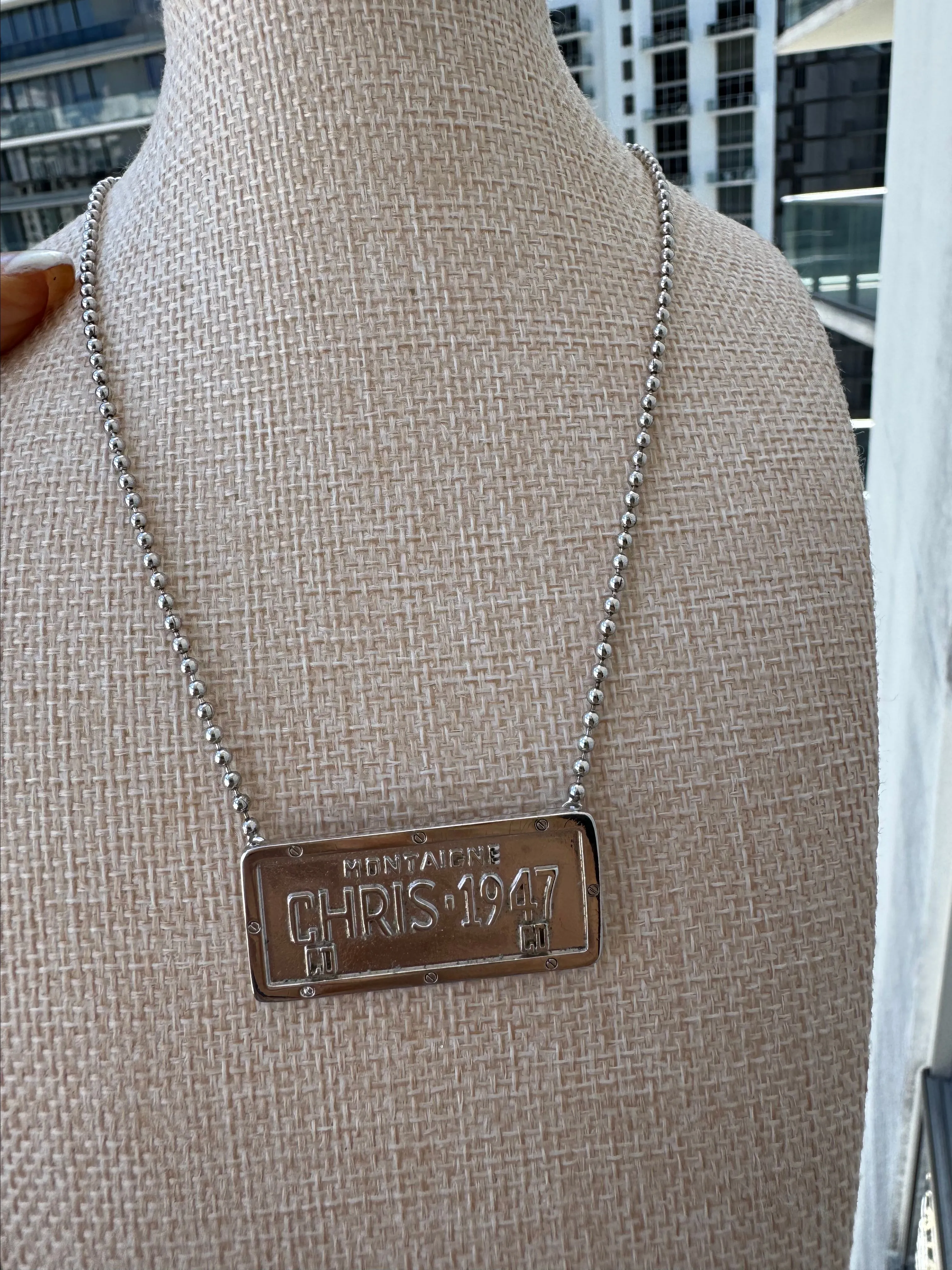 Product image for 59. Christian Dior 1947 Plate Silver Tone Necklace