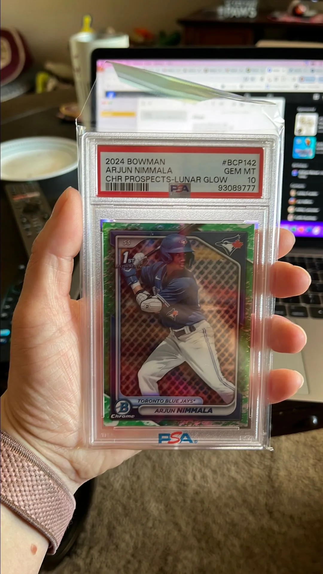 Product image for 2024 Bowman Chrome Prospects Arjun Nimmala BCP142 Chr Prospects-Lunar Glow PSA GEM MT 10
