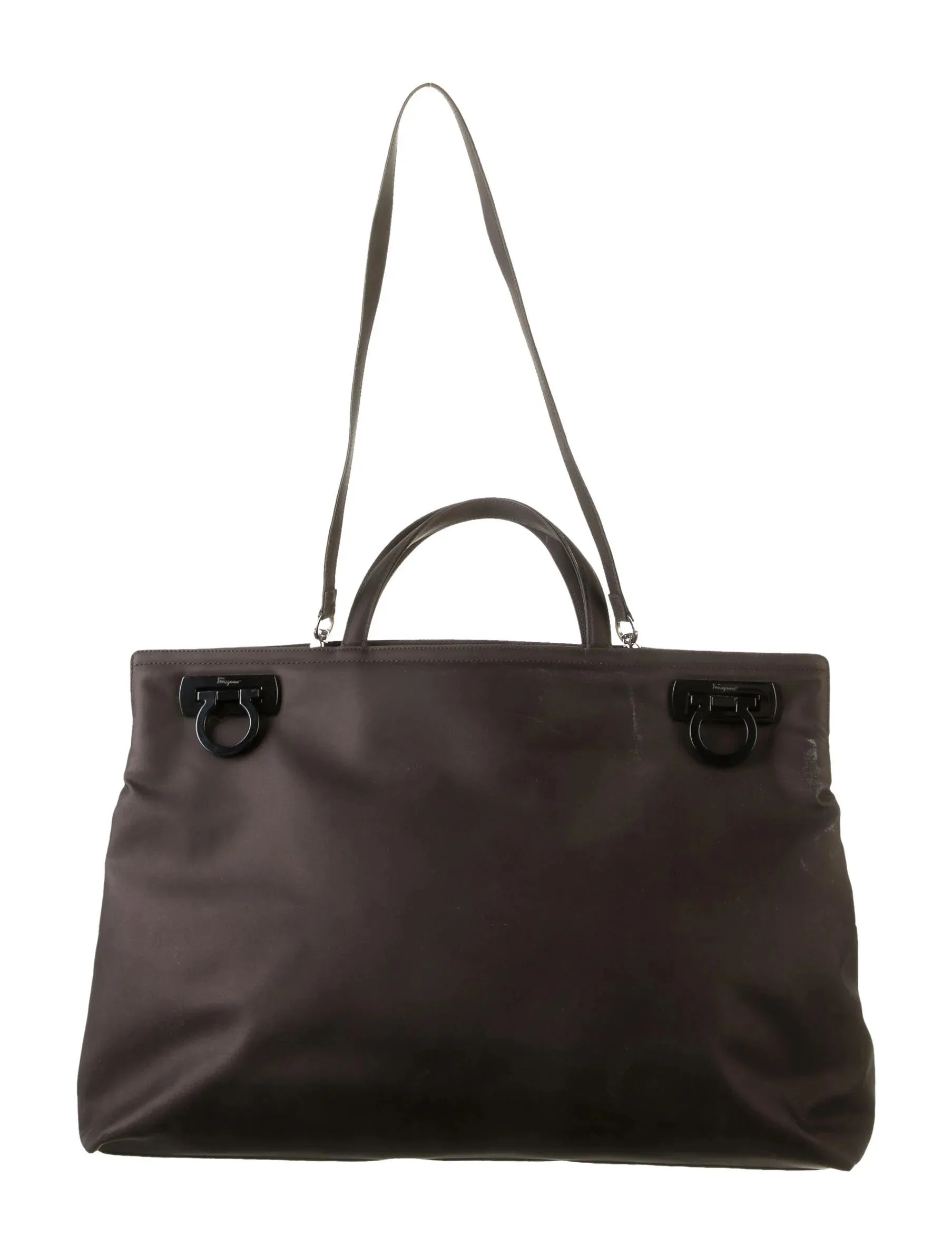 Product image for Salvatore Ferragamo Gancini Large Black Nylon 2-Way Bag