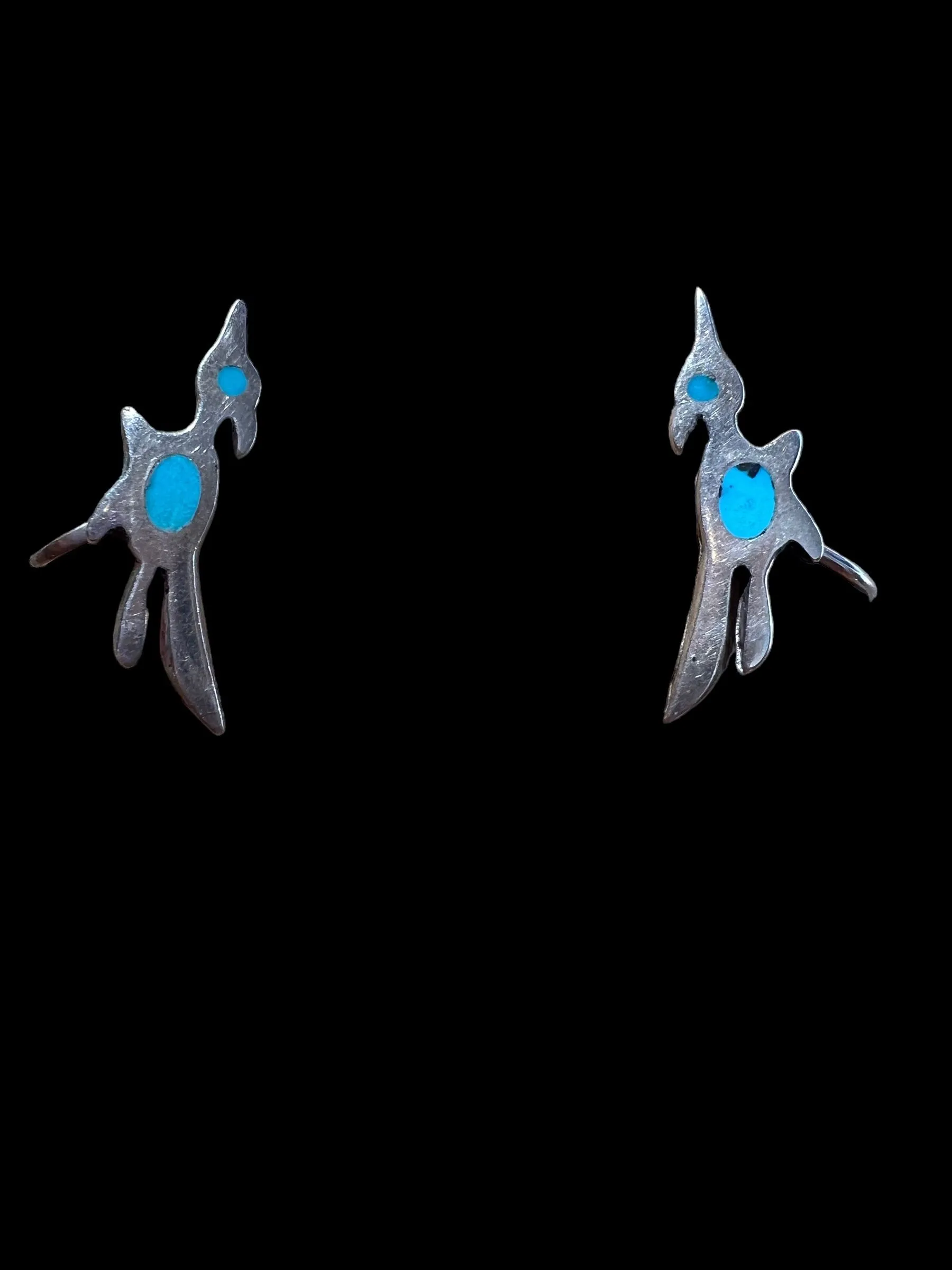 Product image for D. Vintage turquoise and sterling silver road runner earrings