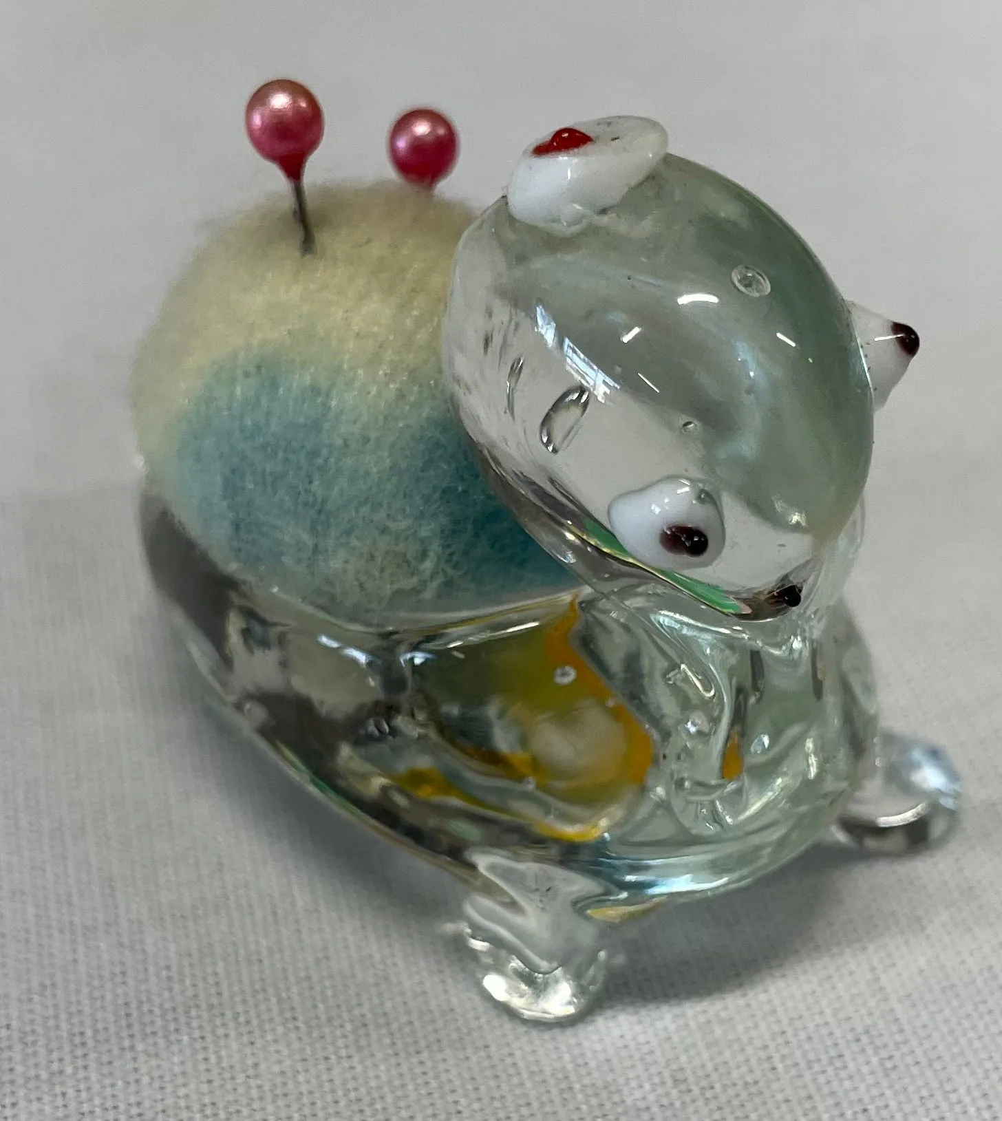 Product image for glass turtle pin cushion