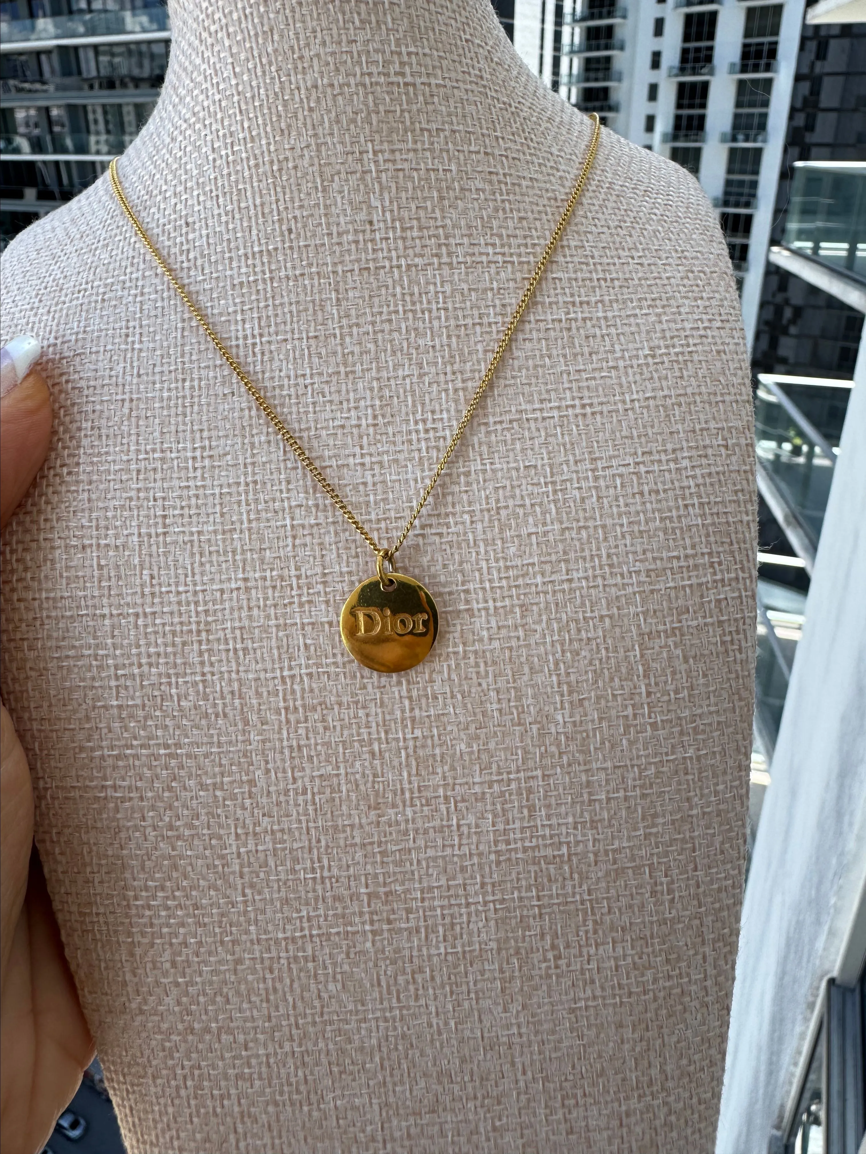 Product image for 66. Christian Dior Logo Gold plated Pendant Necklace