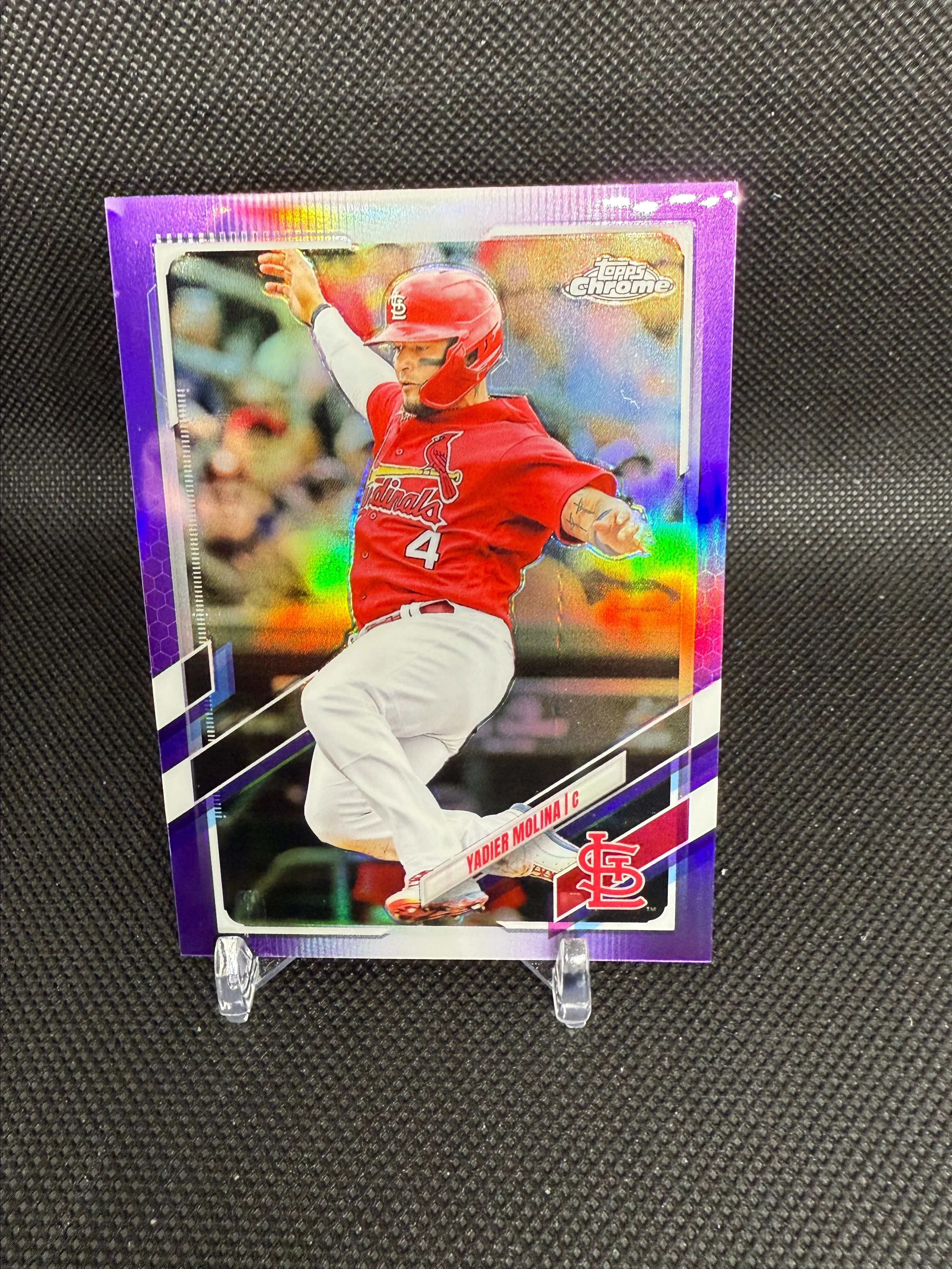 Product image for #37 2021 Topps Chrome Yadier Molina Purple Refractor 016/299 St. Louis Cardinals
