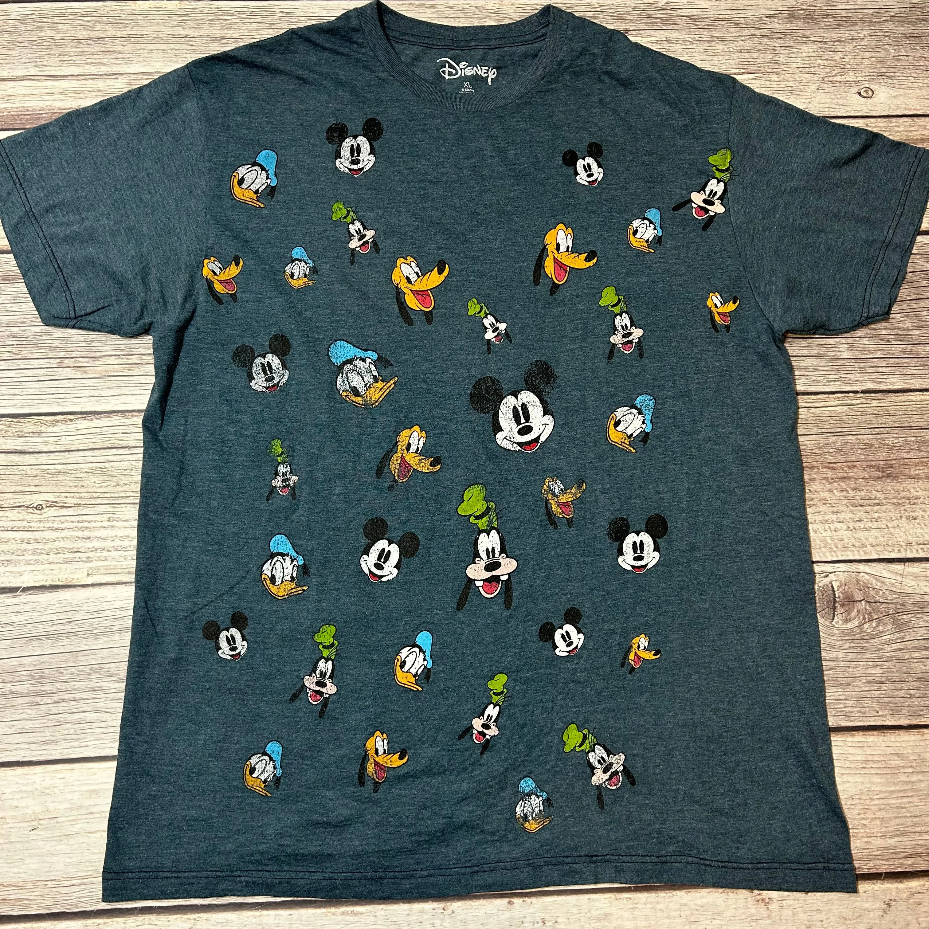 Product image for Mickey Mouse & Friends T-Shirt Men’s XL Blue-Gray Mickey Minnie Goofy Donald