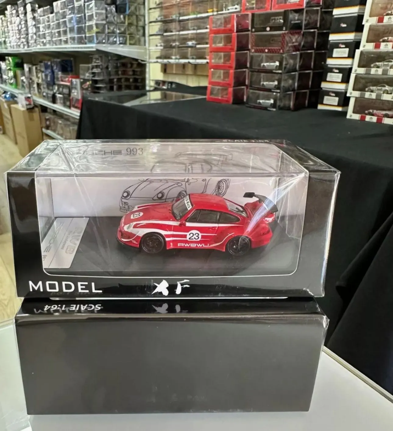 Product image for PORSCHE RWB 993 RED #23 1/64 SCALE DIECAST CAR MODEL BY XF MODELS