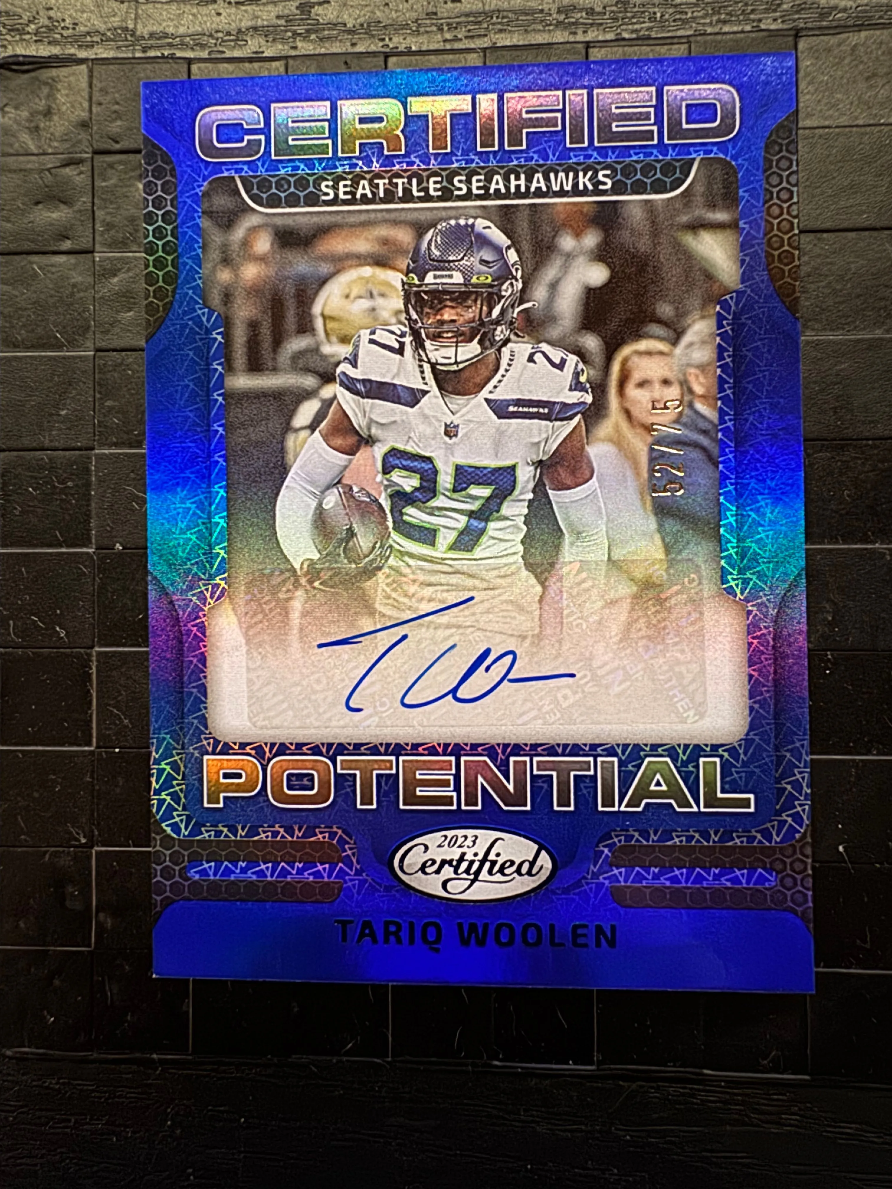 Product image for 2023 Panini Certified Tariq Woolen Auto /75 Seattle Seahawks