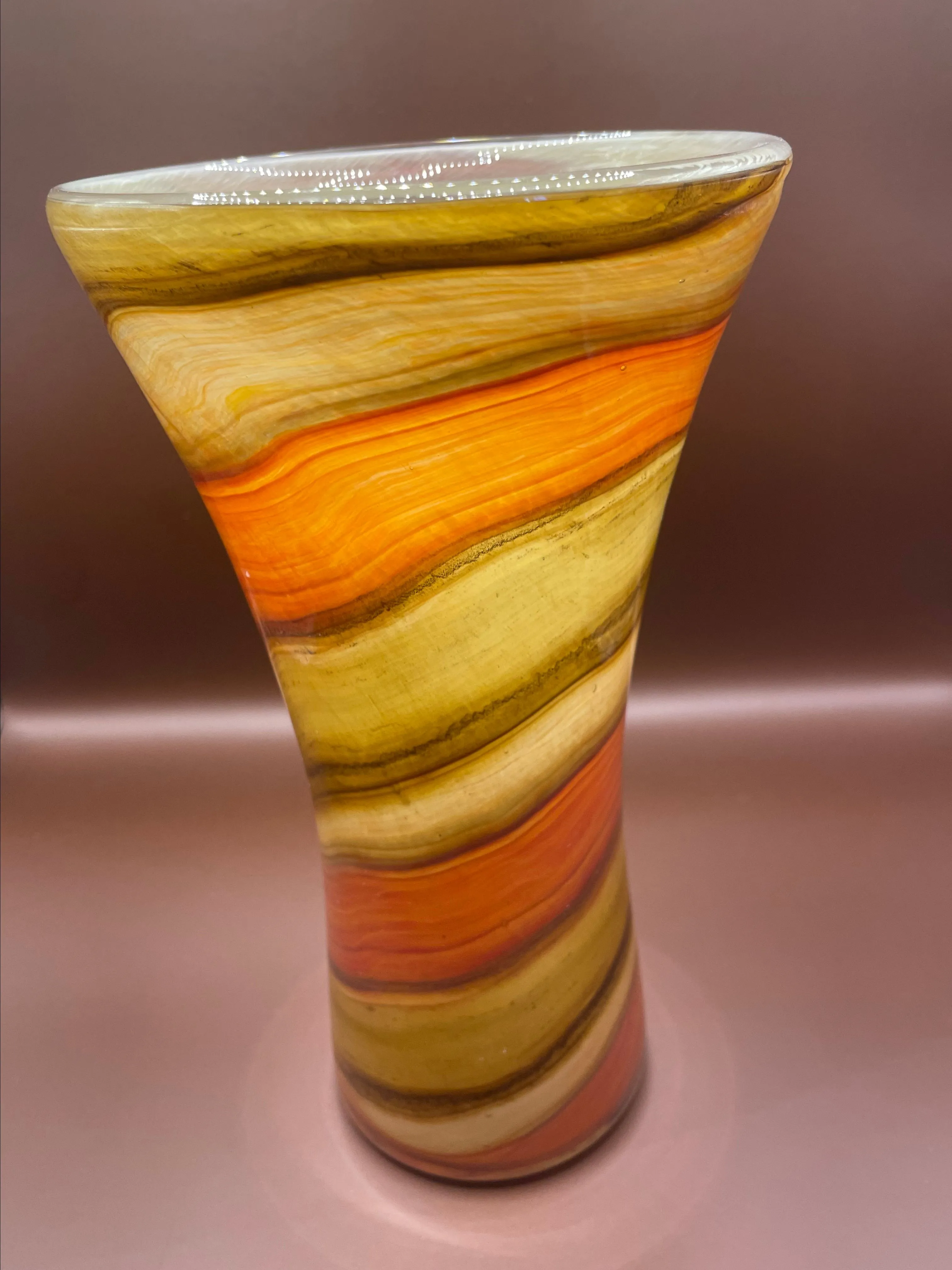 Product image for Vintage 1970s Color-way Handblown Glass Vase