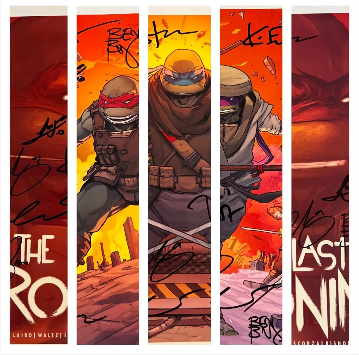 Product image for TMNT THE LAST RONIN #5 SPLIT DECISION COMICS CONNECTING COVER SET OF 5 ALL SIGNED 6X