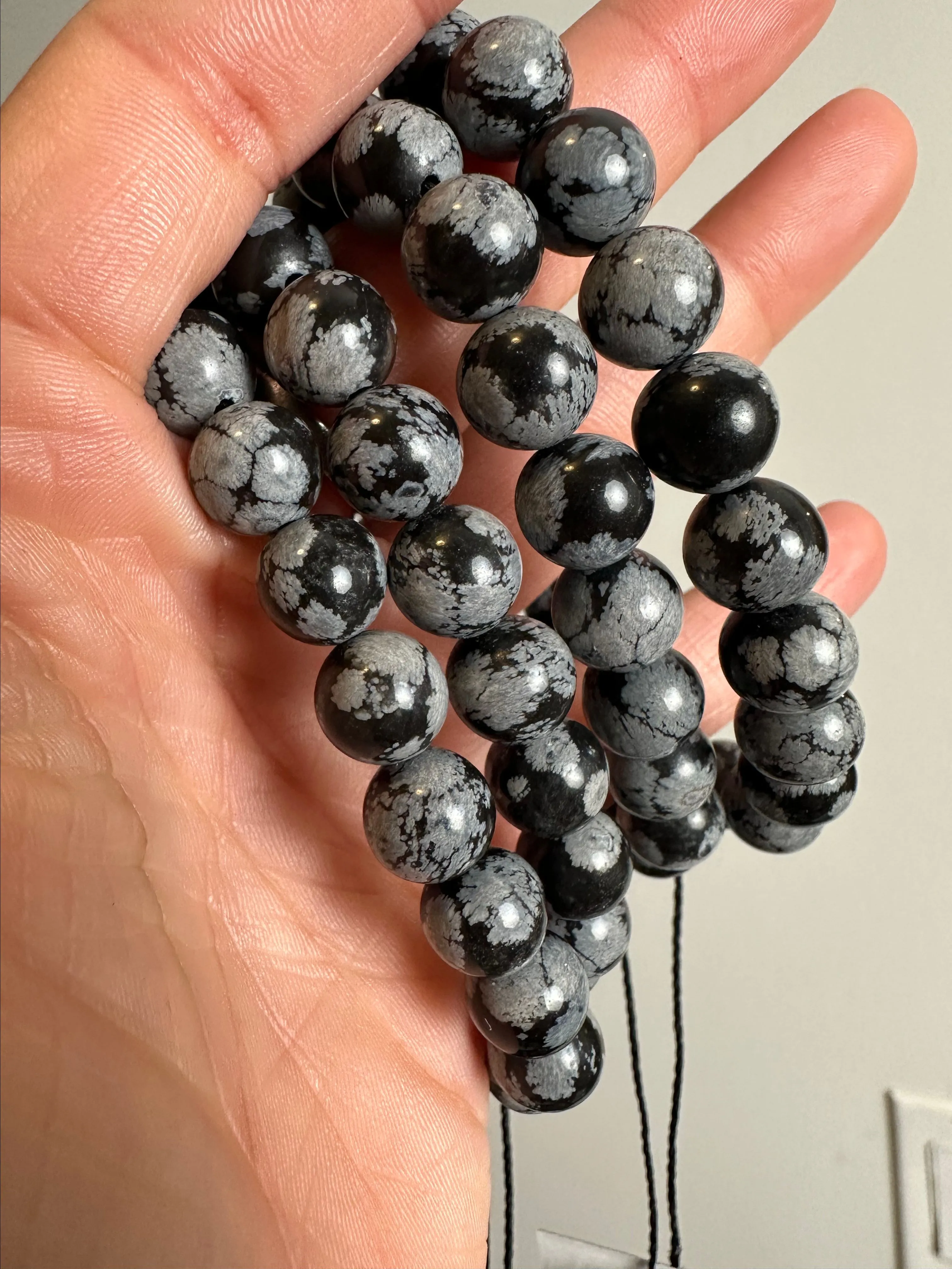 Product image for Snowflake Obsidian Beaded Bracelet (10mm)