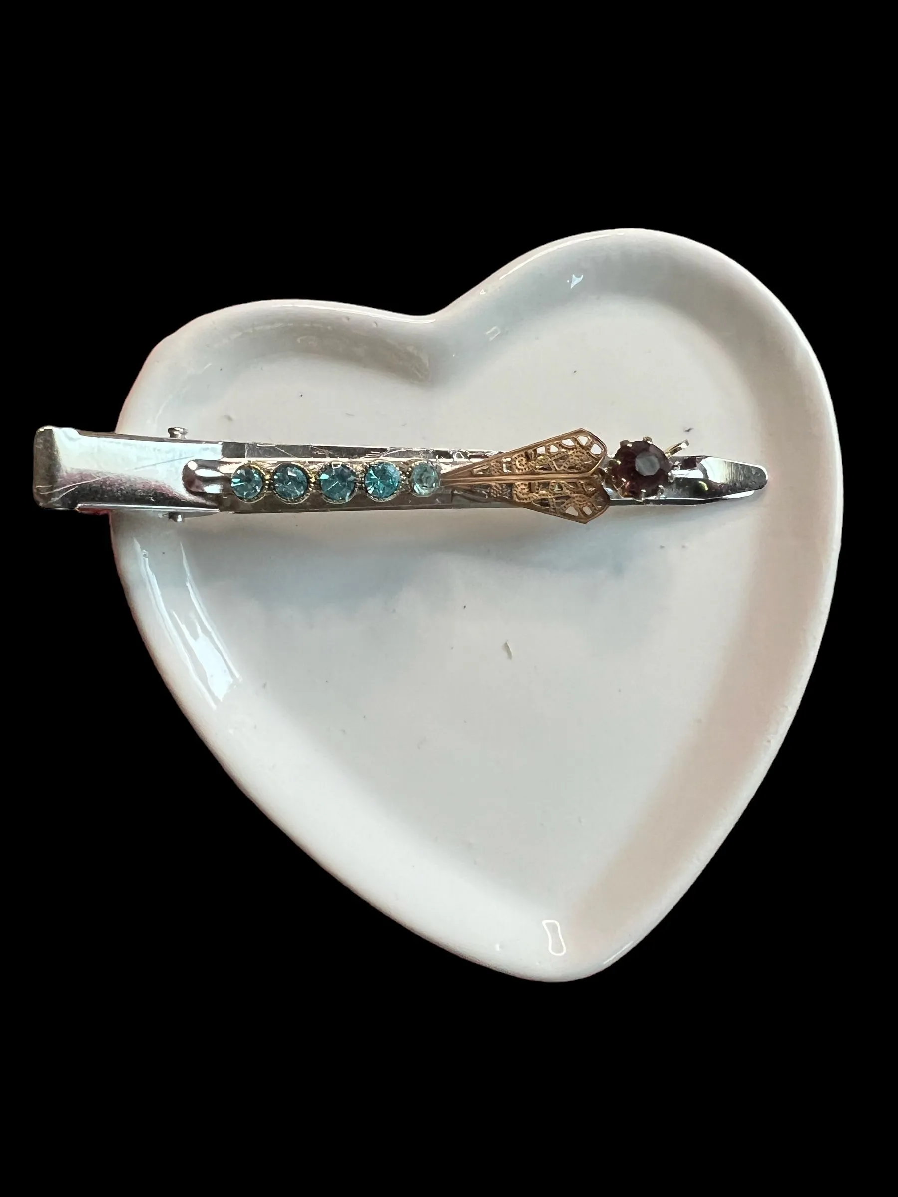 Product image for I1. Handcrafted silver metal hair clip with monet bracelet piece, vintage pieces