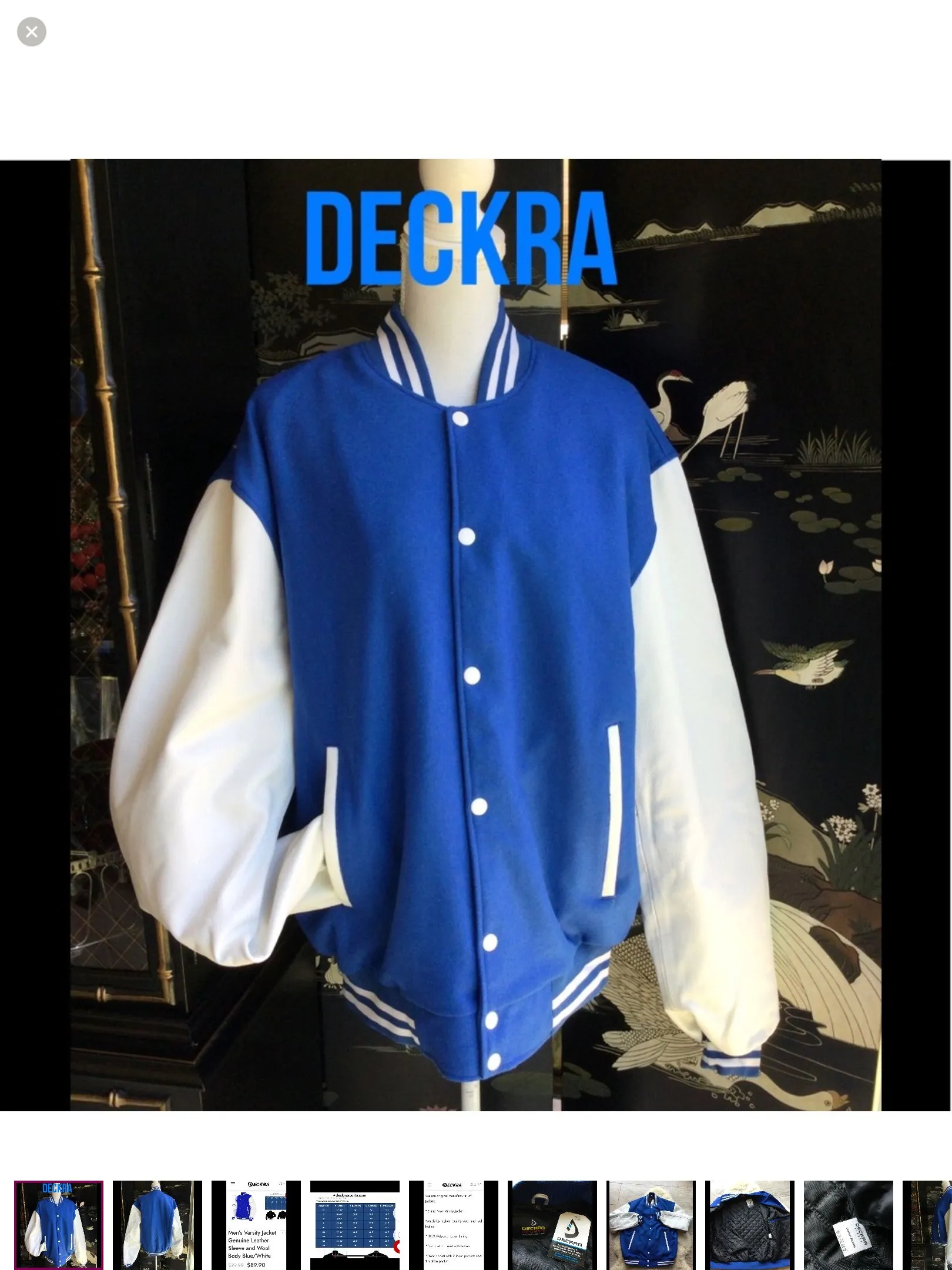Product image for New with Tags Blue & White Leather Varsity Jacket
