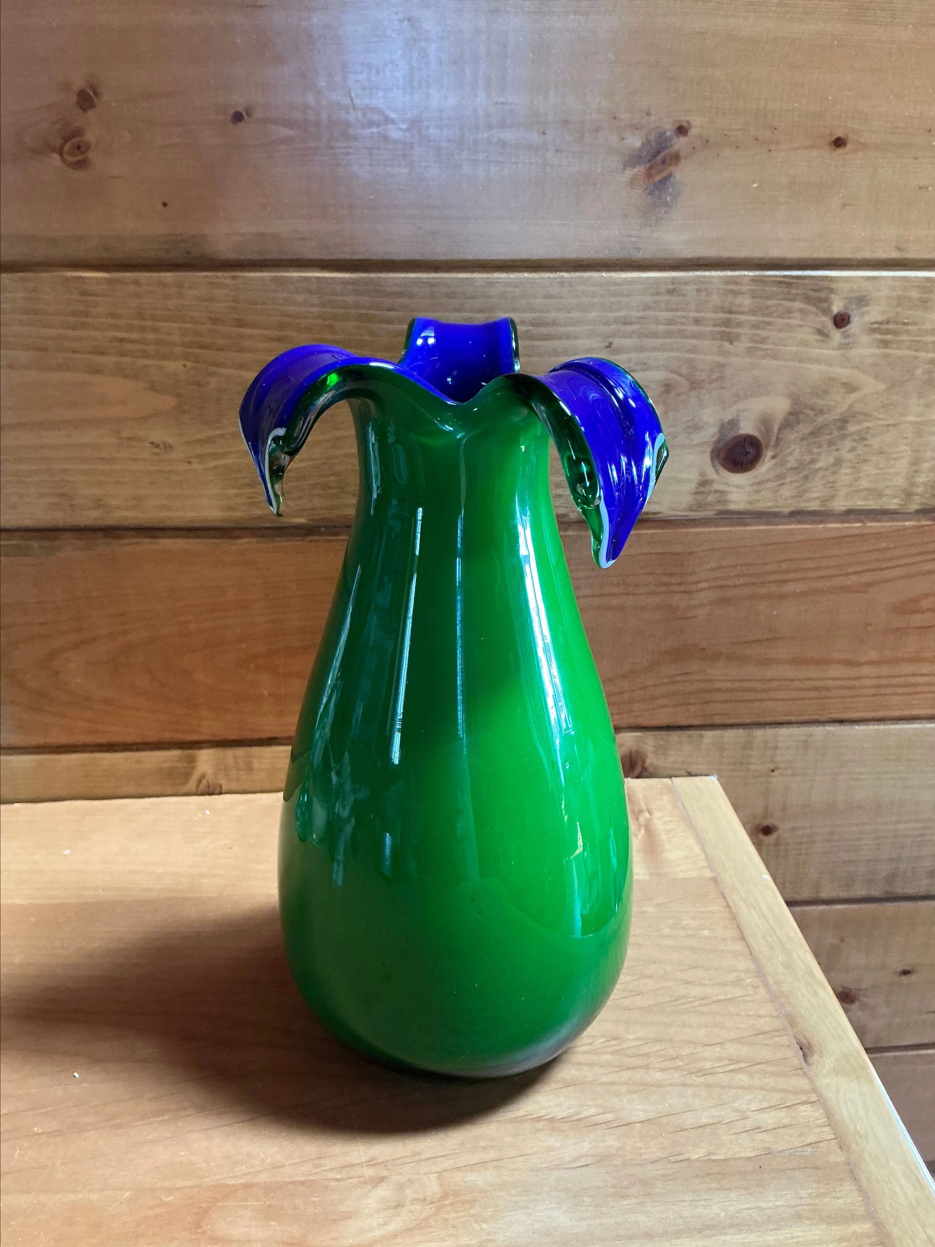 Product image for Hand blown Cobalt & Green Vase