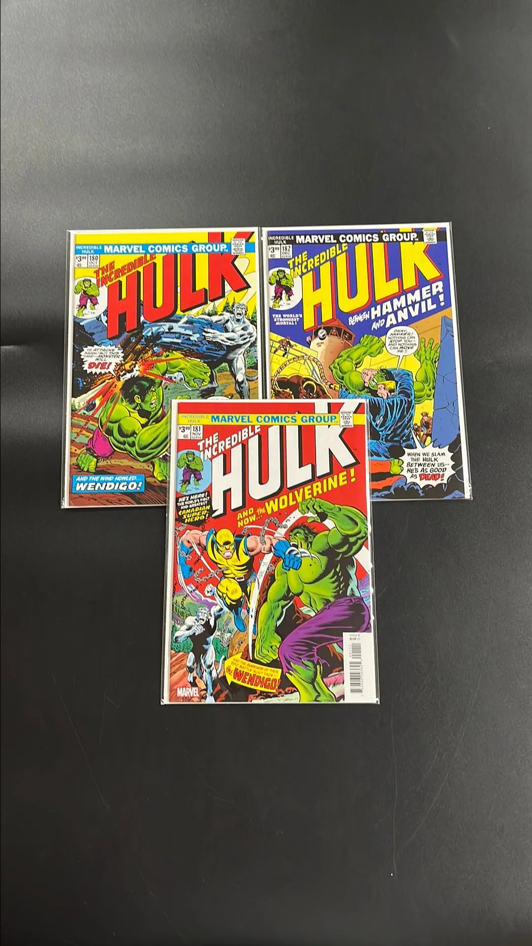 Product image for Incredible Hulk 180,181,182 lot first wolverine facsimiles