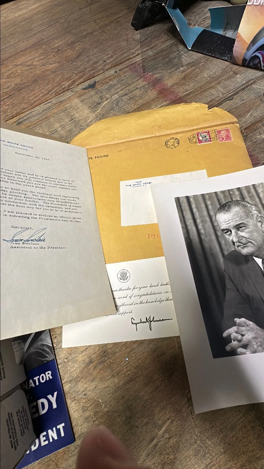Product image for 1964 White House Letter Signed by LBJ Assistant + Extras