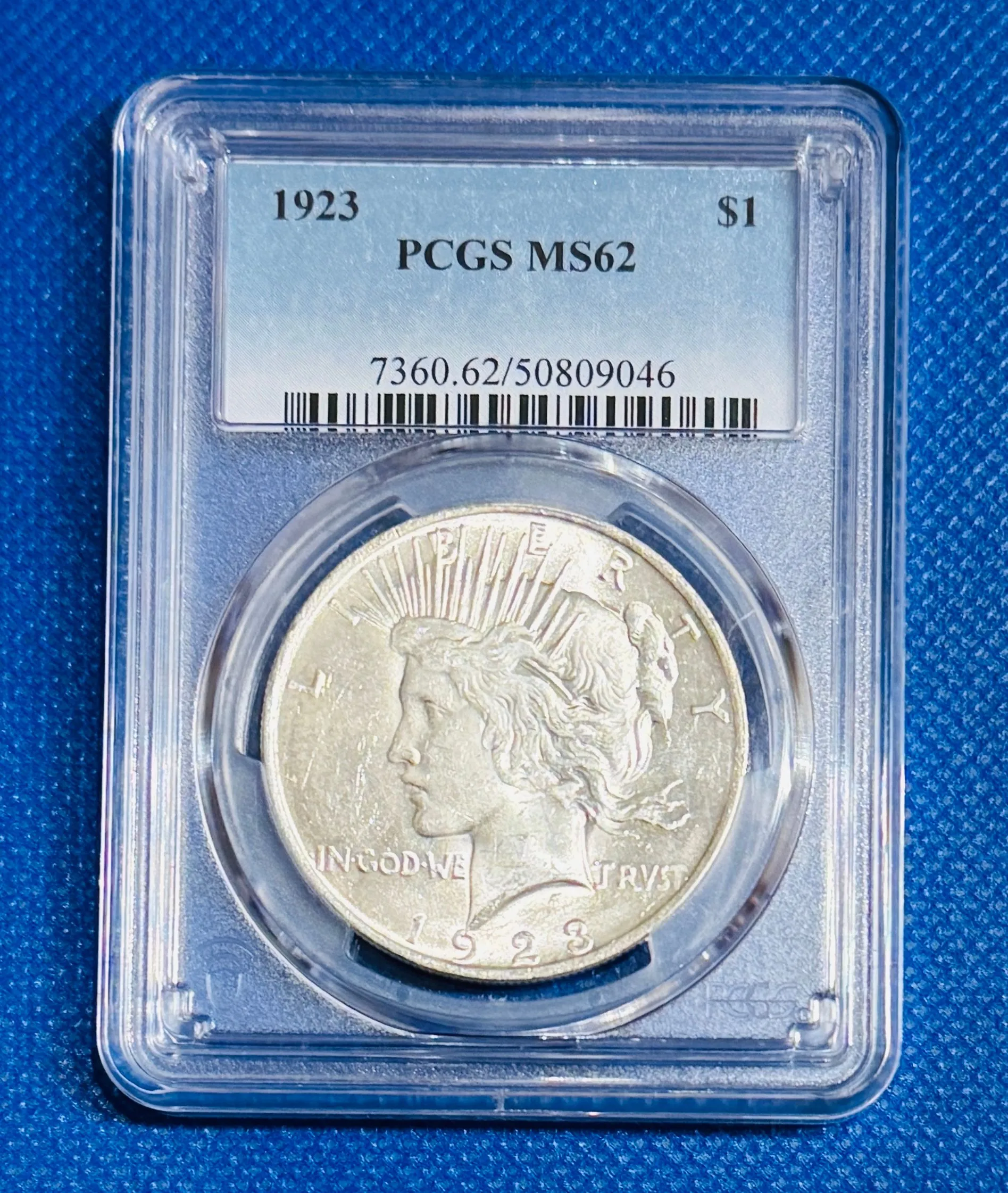 Product image for 1923 Peace dollar MS62 PCGS graded