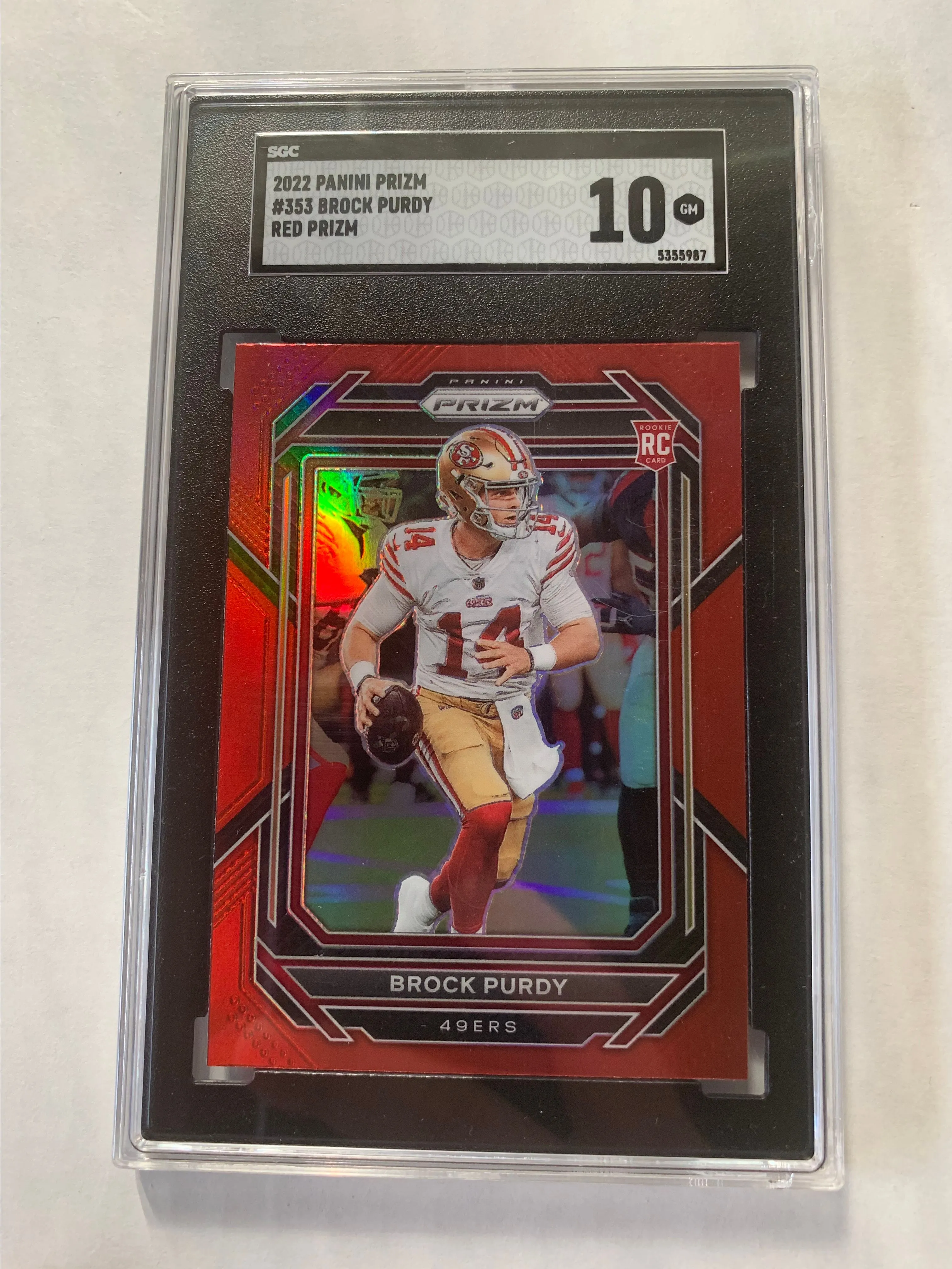 Product image for 2022 Panini Prizm Brock Purdy Red Prizm SSP SGC 10