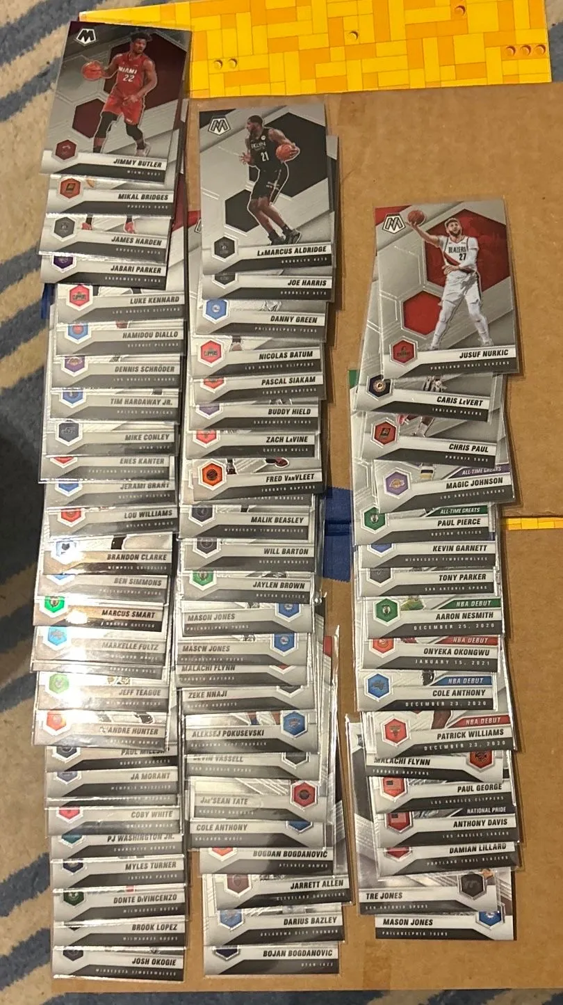 Product image for (61) card lot of 2020-21 Mosaic basketball cards.