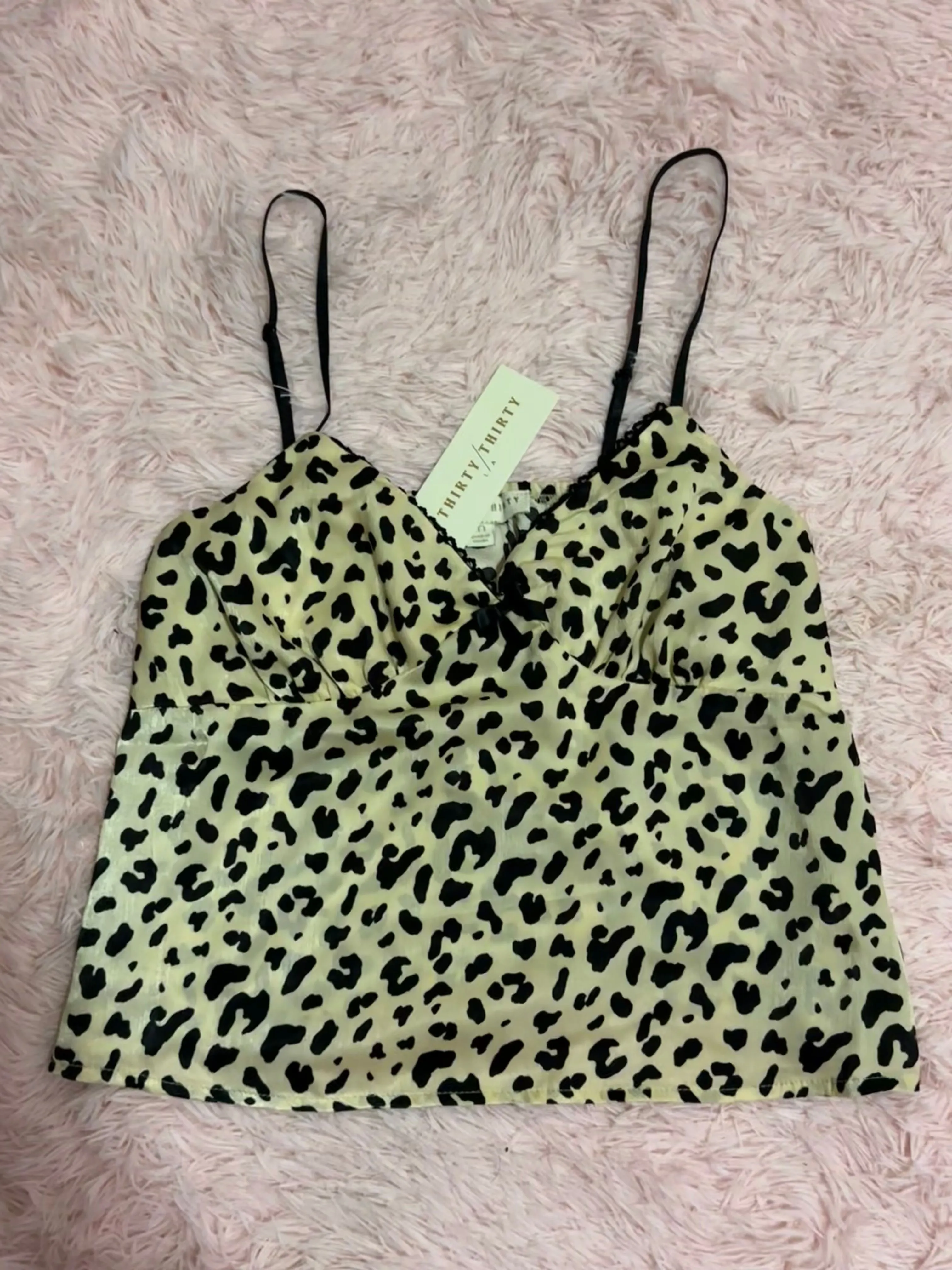 Product image for NWT thirty thirty Y2K Cheetah Leopard Print Bow Camisole Tank Top Medium