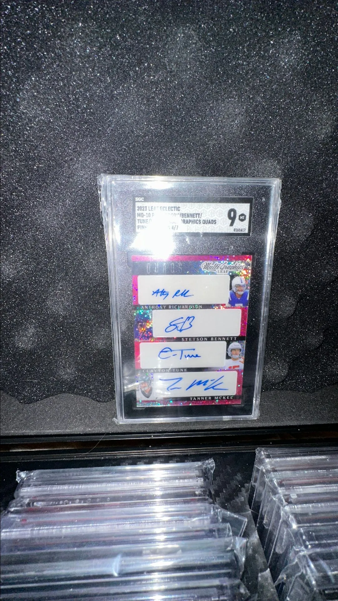 Product image for 2023 Leaf Eclectic Richardson/Bennett/Tune/Mckee SGC Multigraphics Quads Pink Sparkles 9