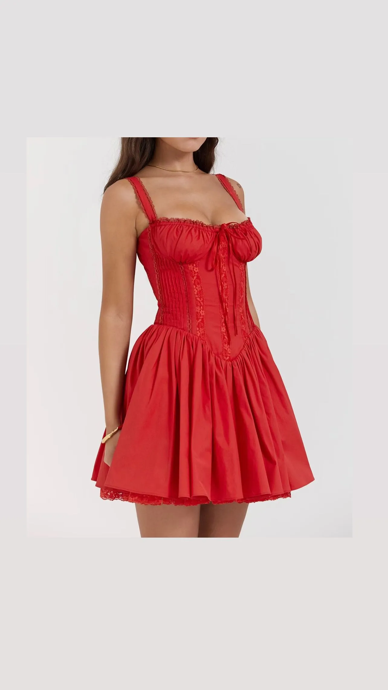 Product image for 011. NWT Micas Red Faux Corset Bustier Dress Large Bust 30"-37"