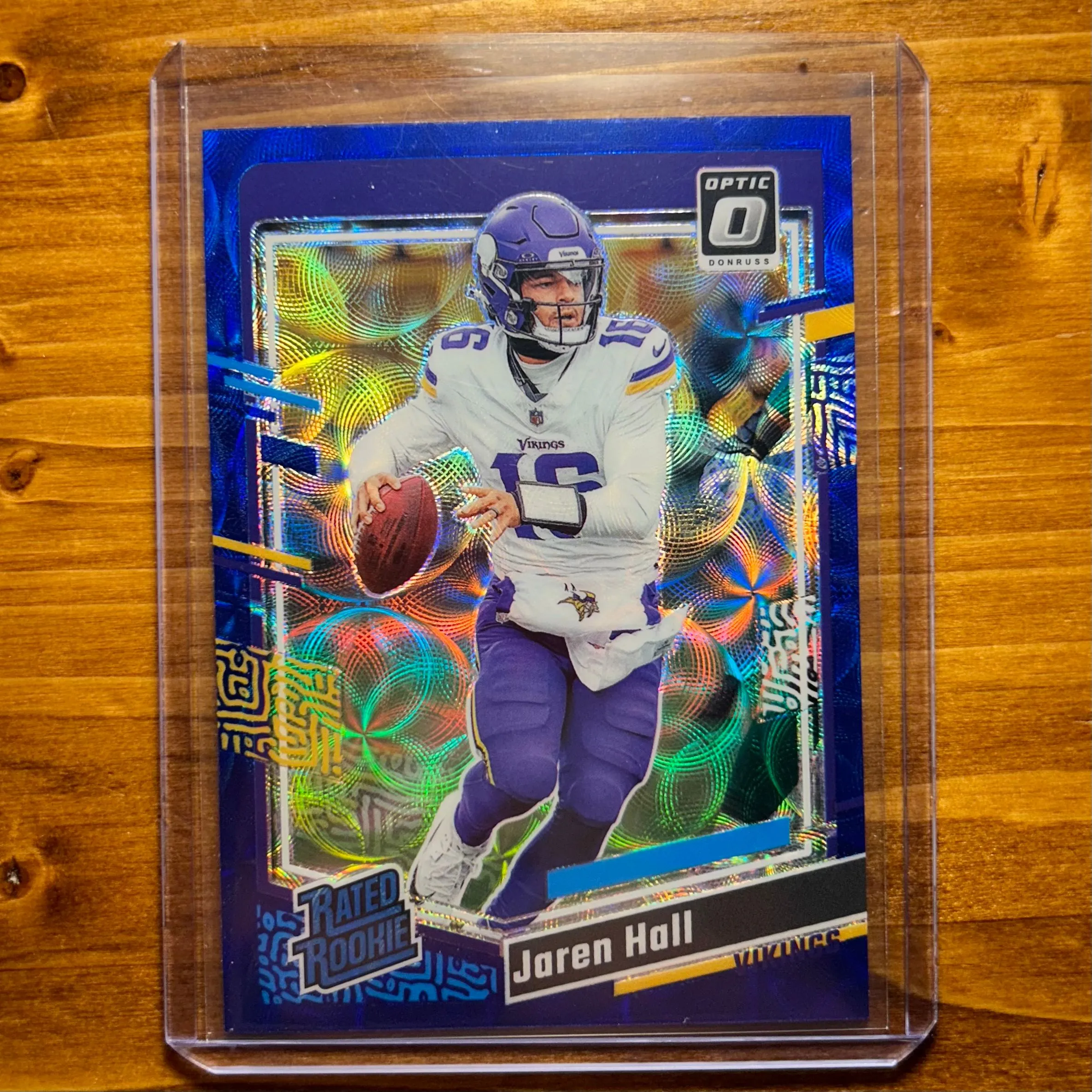 Product image for Jaren Hall - 2023 Panini Donruss Optic Rated Rookie Blue Scope Prizm #270 (RC) - Minnesota Vikings
