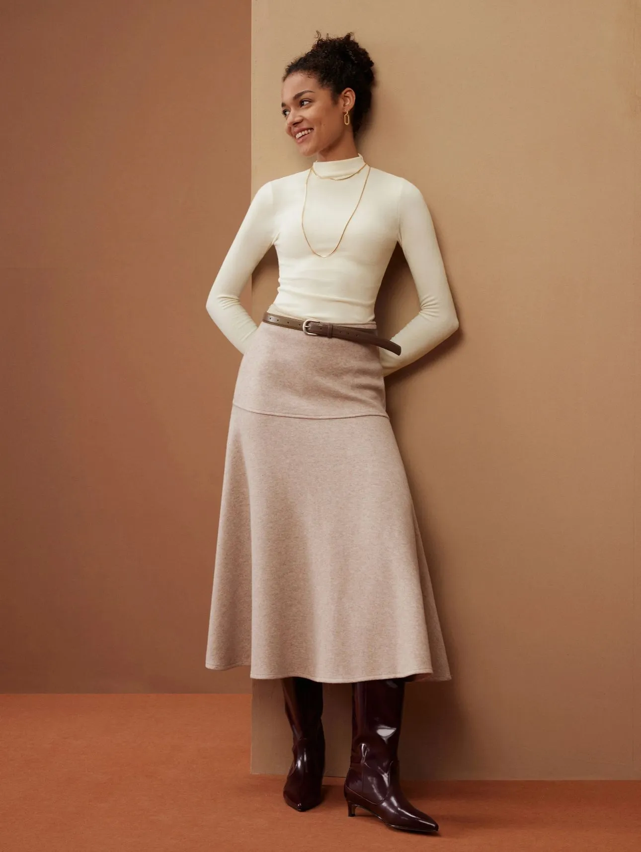 Product image for OGL Cashmere-like Flared Maxi Skirt